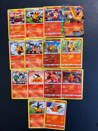 Pokemon Tepig, Pignite and Emboar Card Lot - 14 Cards - Ultra Rare EX, Holo Rare and Vintage Cards!