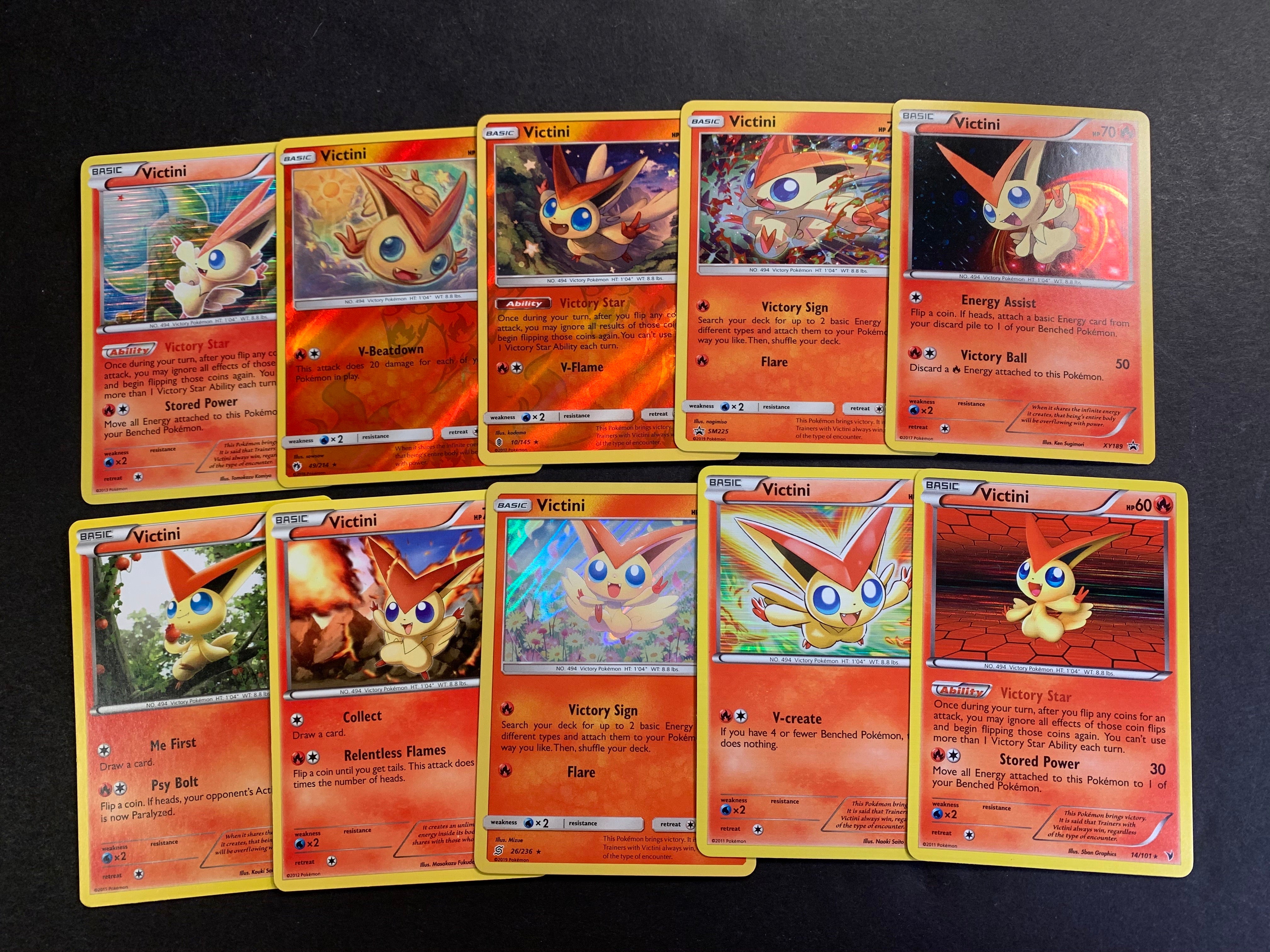 Pokemon Victini Card Lot - 10 Cards - Holo, Reverse Rare Collection Pokemon Victini Card Lot - 10 Cards - Holo, Reverse Rare Collection