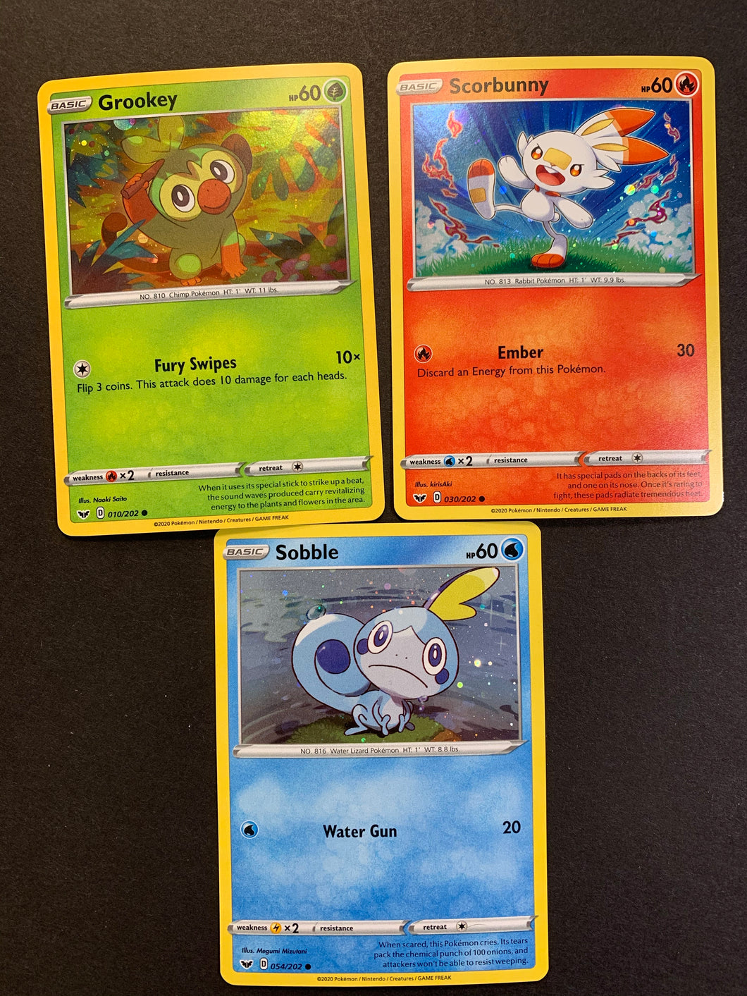 Scorbunny 030/202, Sobble 054/202, Grookey 010/202 - Holo Rare Promo