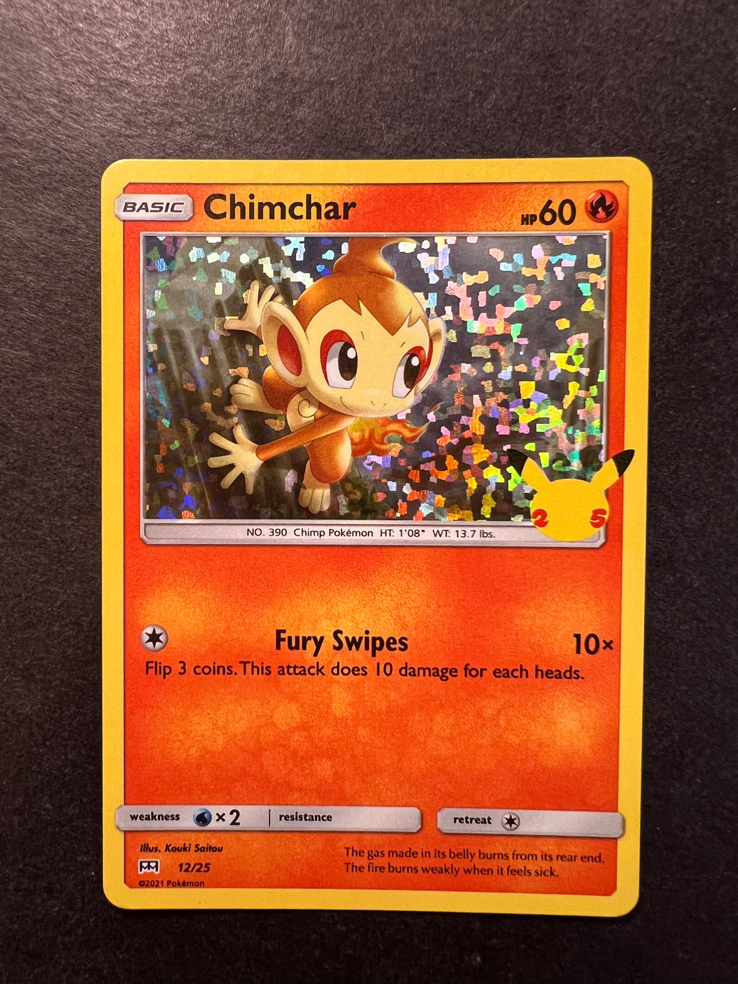 Chimchar - 12/25 Holo Rare - 2021 Pokemon McDonald's Anniversary Promo JAB Games13 Chimchar - 12/25 Holo Rare - 2021 Pokemon McDonald's Anniversary Promo JAB Games13