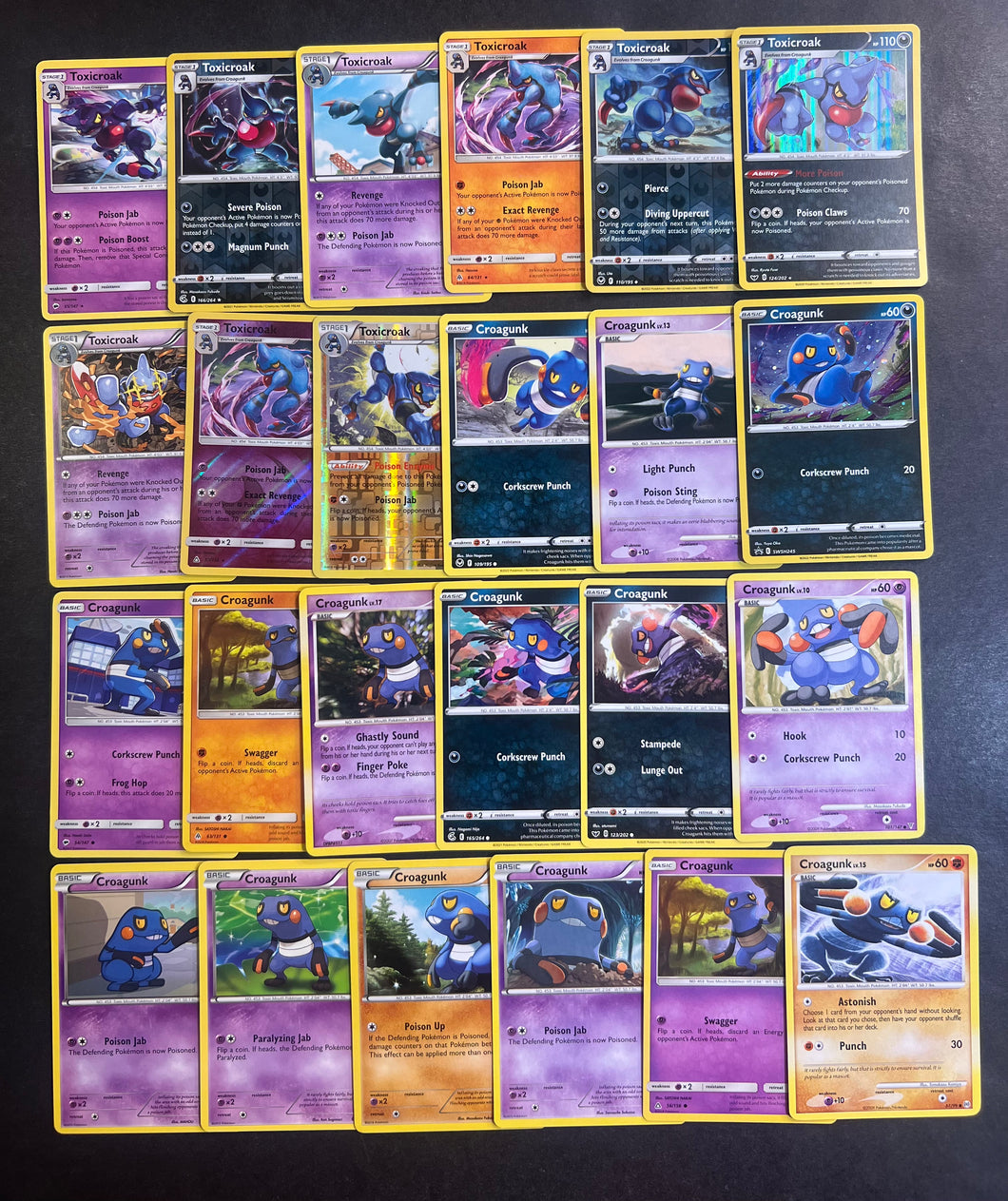 Pokemon Croagunk and Toxicroak Card Lot - 24 Cards - Holo Rare Collect JAB Games13 Pokemon Croagunk and Toxicroak Card Lot - 24 Cards - Holo Rare Collect JAB Games13