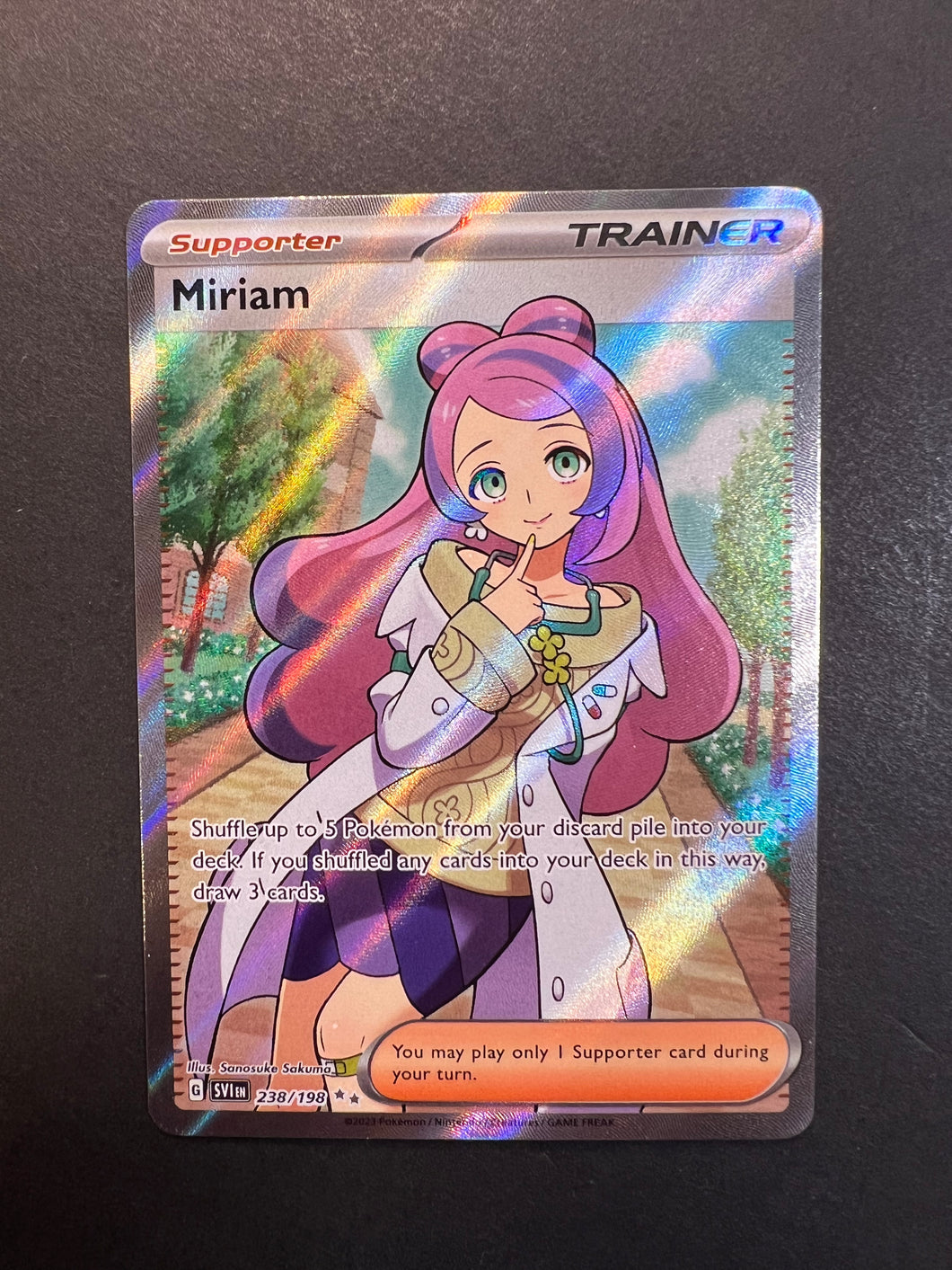 Miriam 238/198 Ultra Rare Pokemon TCG Card - Scarlet & Violet, Full Art Holo Miriam 238/198 Ultra Rare Pokemon TCG Card - Scarlet & Violet, Full Art Holo