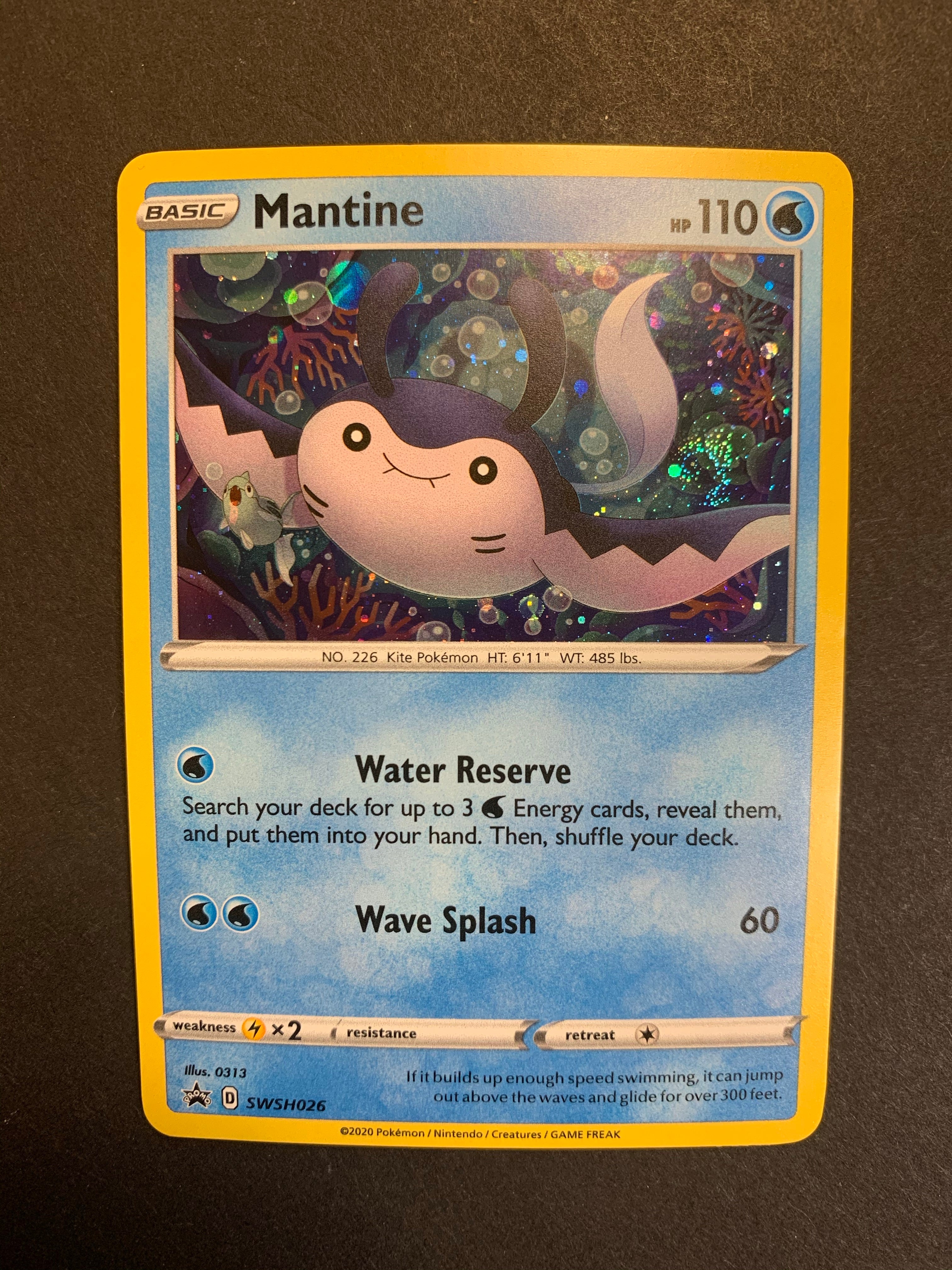 Mantine - SWSH026 SWSH026/307 - SWSH Sword & Shield Promo Cards Holofoil Moderately Played Mantine - SWSH026 SWSH026/307 - SWSH Sword & Shield Promo Cards Holofoil Moderately Played
