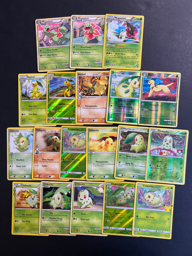 Pokemon Chikorita, Bayleef & Meganium Card Lot - 19 Cards - Reverse Holo Rare Collection