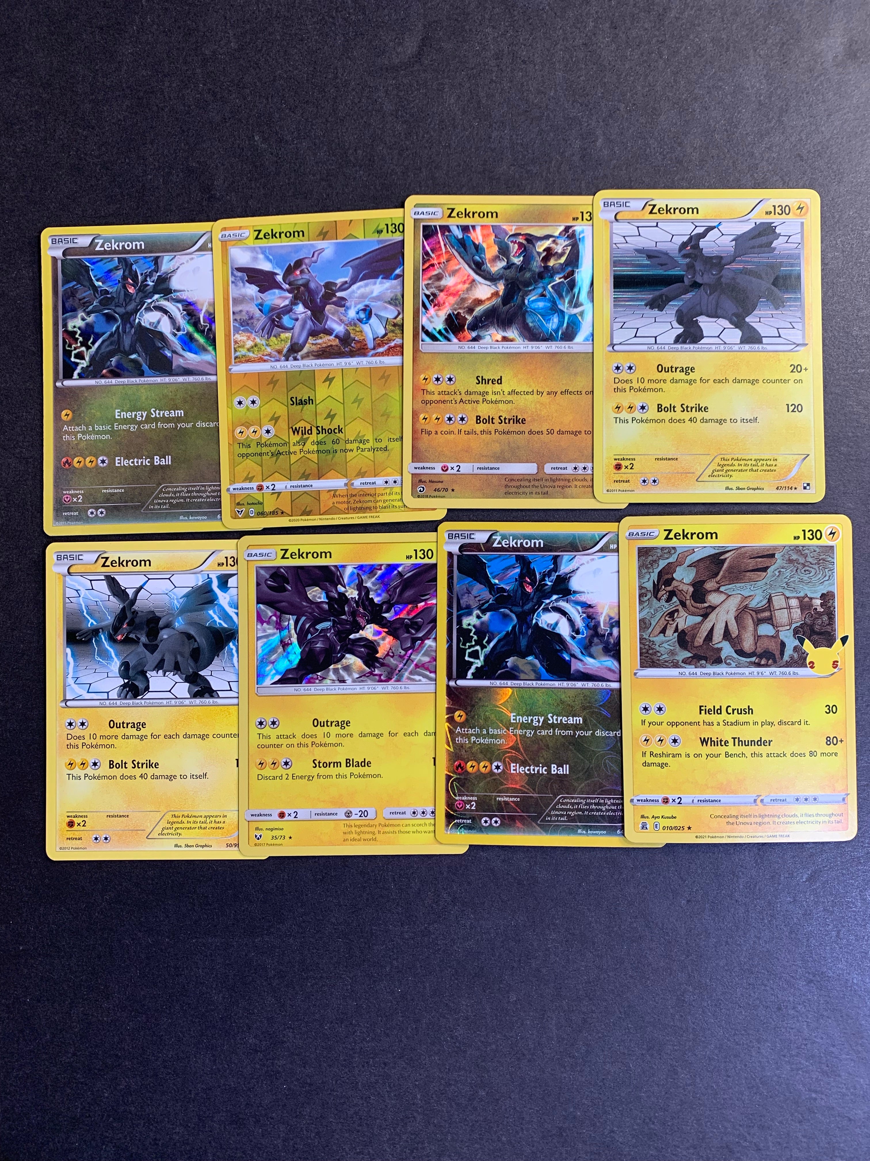 Pokemon Zekrom Card Lot - 8 Different Cards - Holo Rare