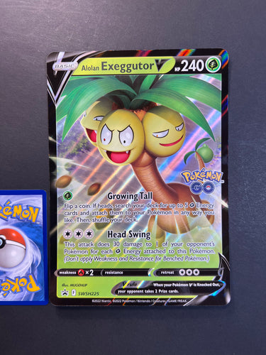 Pokemon Jumbo Alolan Exeggutor V Card - SWSH225 Ultra Rare Promo - Pokemon Go Set!