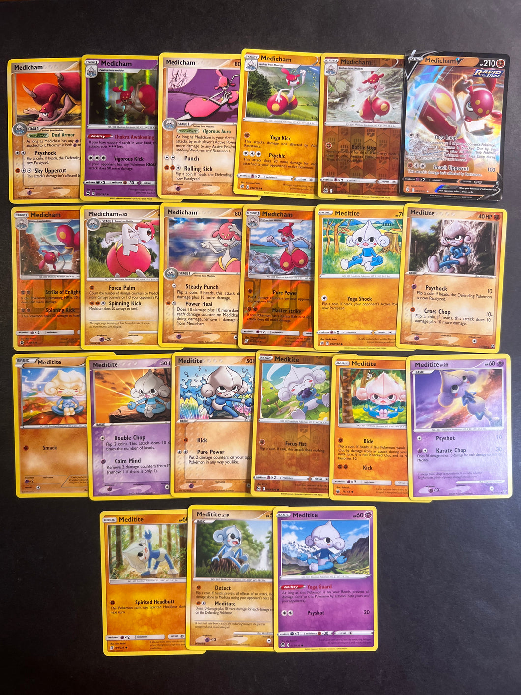 Pokemon Meditite and Medicham Card Lot - 21 Cards - Ultra Rare V, Holo JAB Games13 Pokemon Meditite and Medicham Card Lot - 21 Cards - Ultra Rare V, Holo JAB Games13