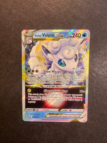 Alolan Vulpix VStar - 034/195 Full Art Ultra Rare - Silver Tempest