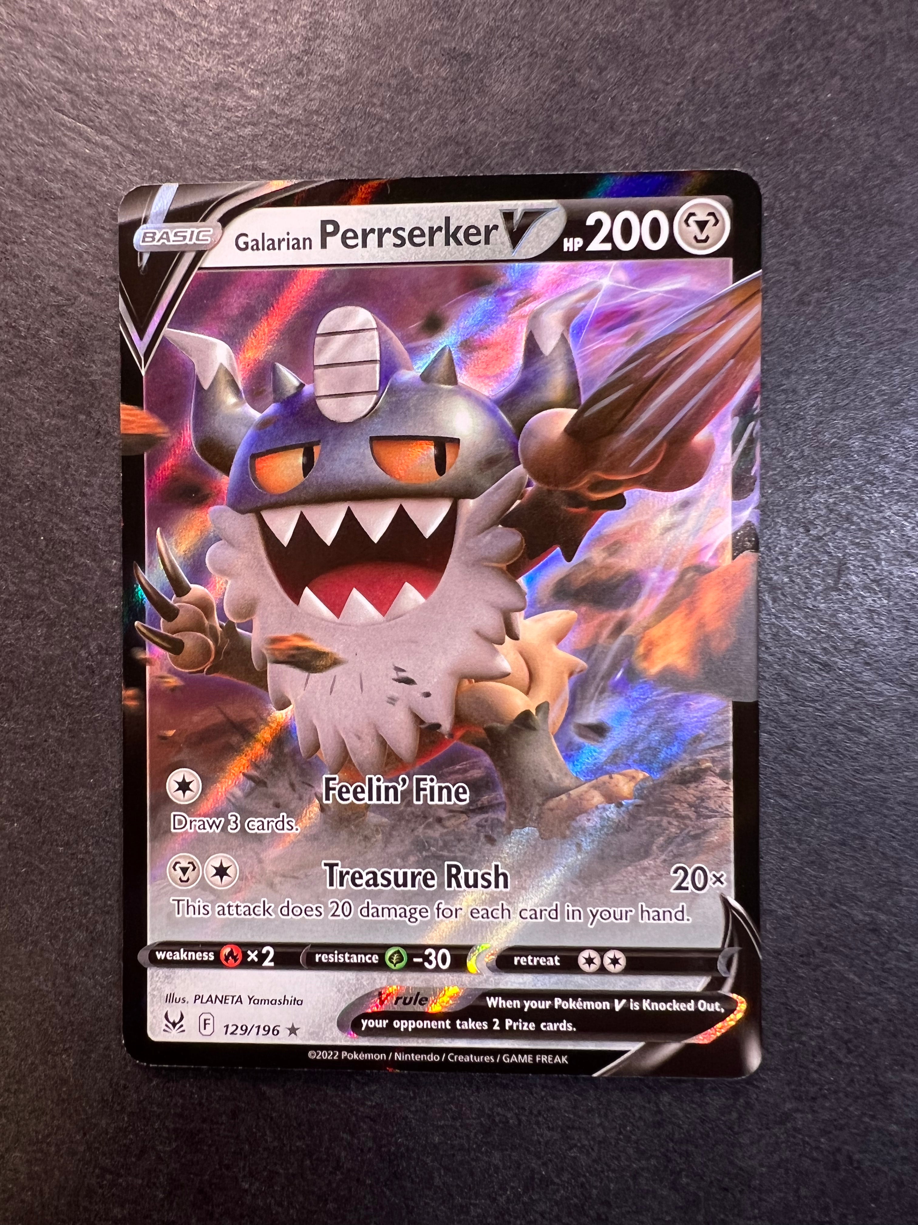 Galarian Perrserker V - 129/196 Ultra Rare - Lost Origin