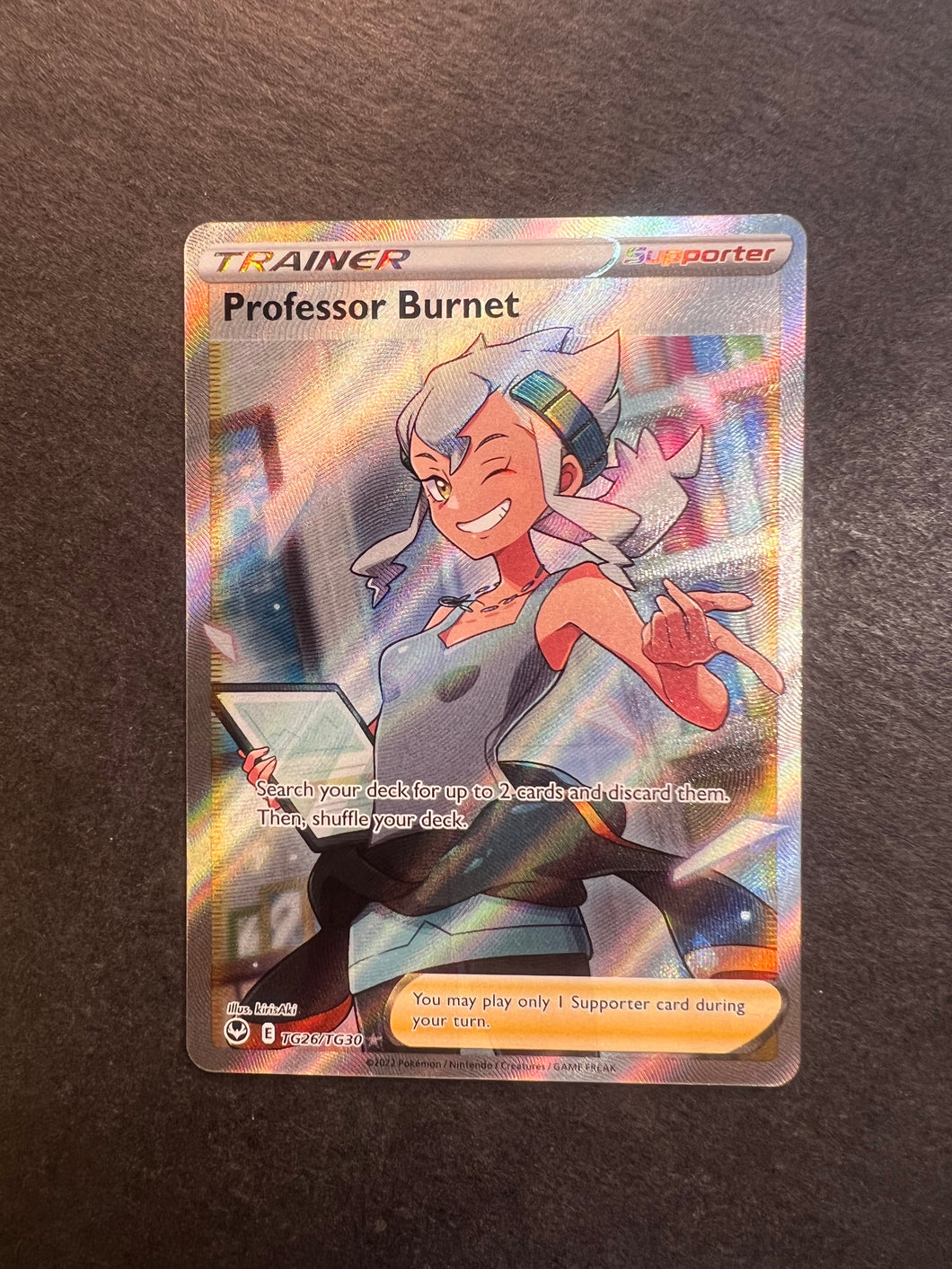 Professor Burnet - TG26/TG30 Full Art Ultra Rare Trainer - Silver Tempest