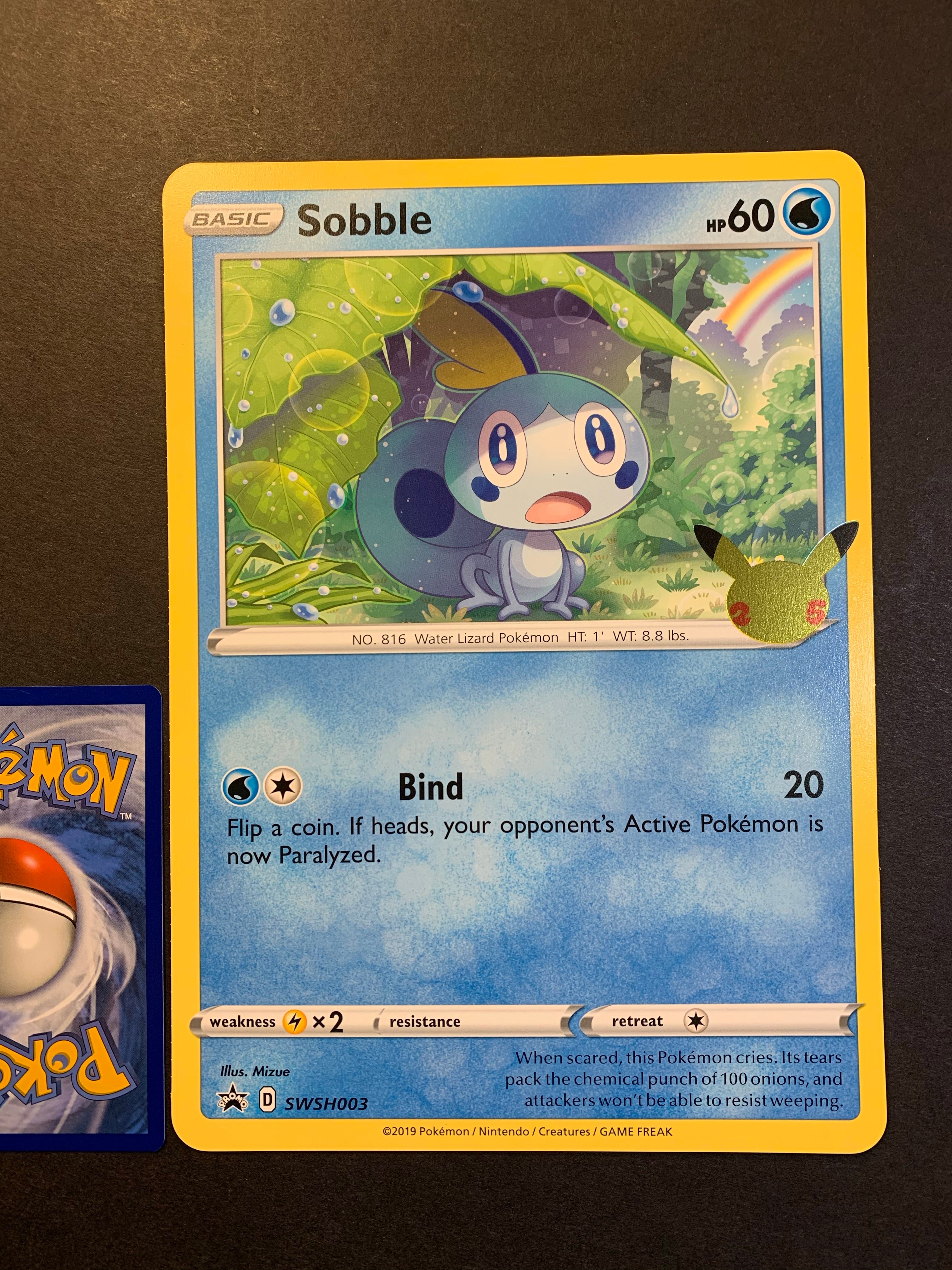 Pokemon Jumbo Sobble Card - SWSH003 - 25th Anniversary Promo Pokemon Jumbo Sobble Card - SWSH003 - 25th Anniversary Promo