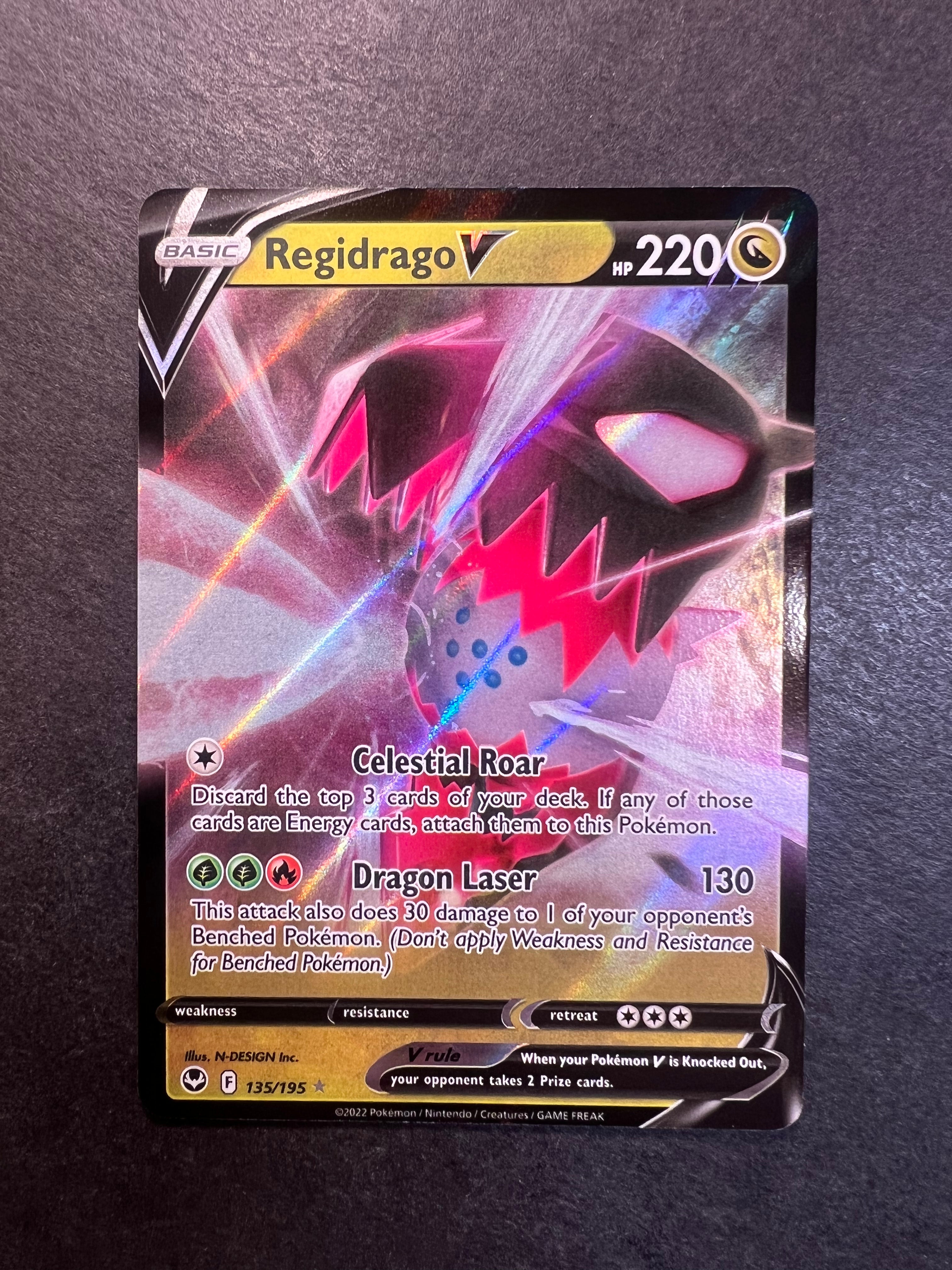 regidrago pokemon card price V - 135/195 Ultra Rare Size:BIG BALLER MYSTERY BOX Set_Celebrations Card Type / HP Are 1999 gold plated
