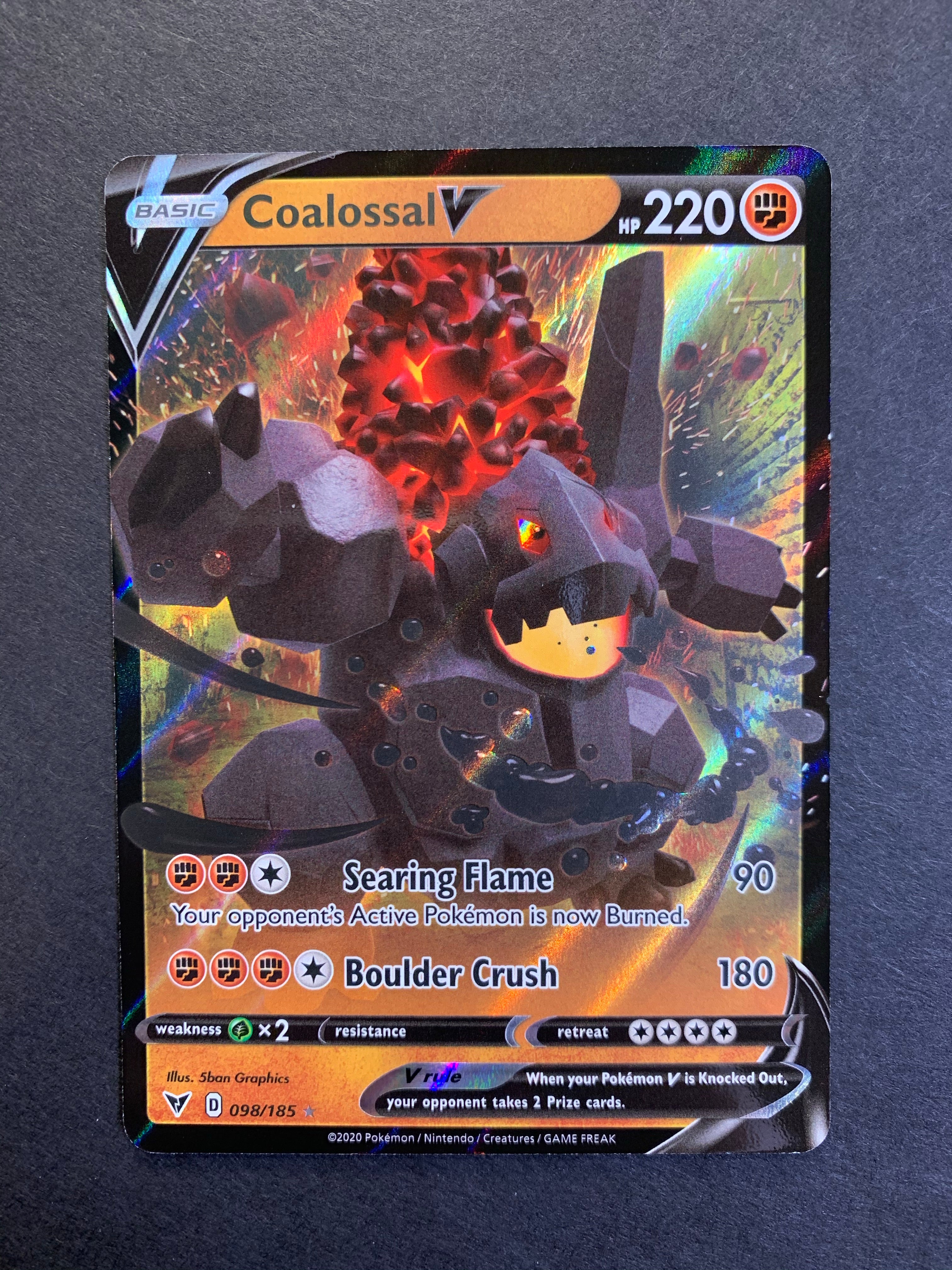 shiny coalossal pokemon card Coalossal V - 098/185 Ultra Rare