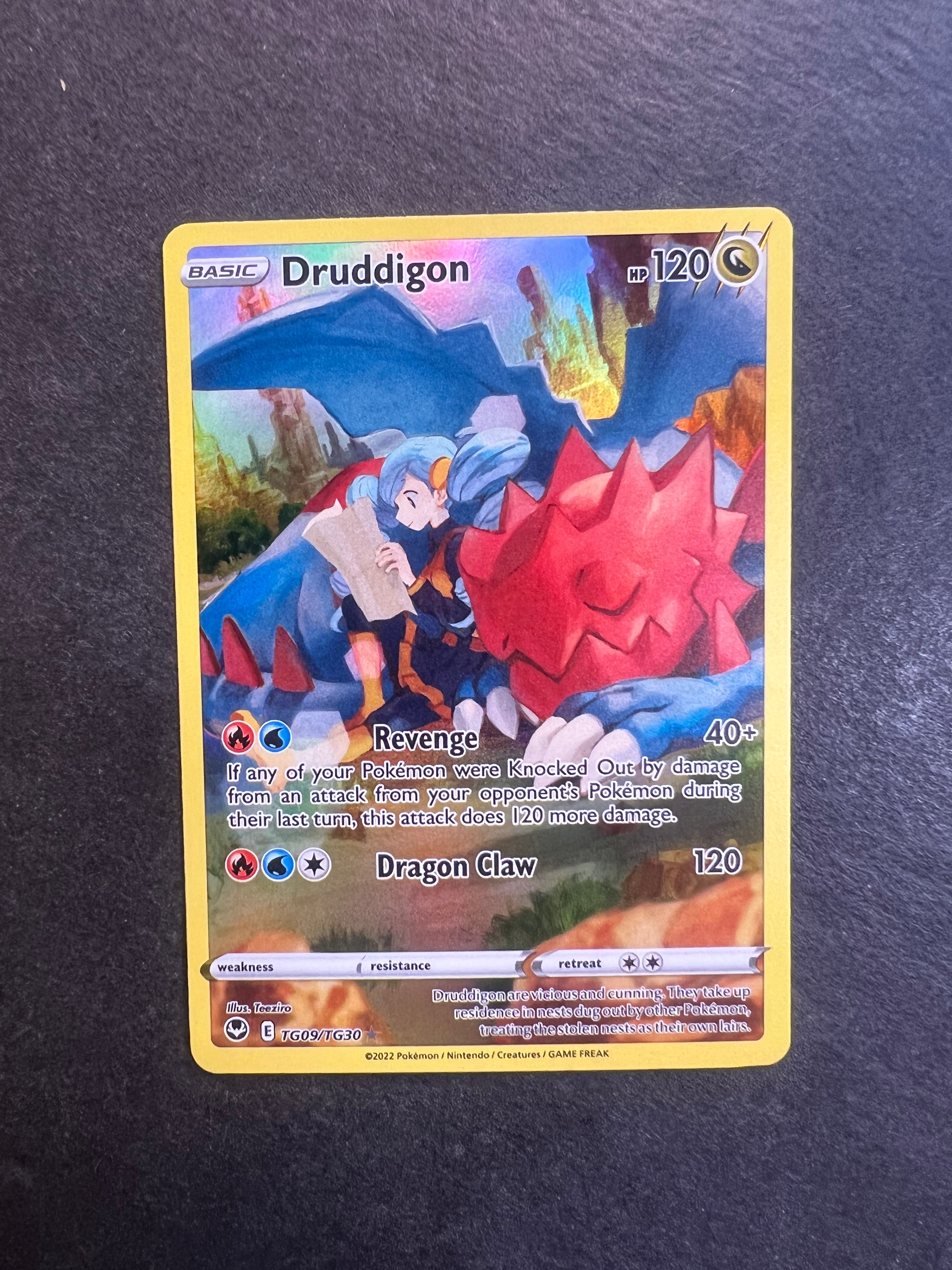 Druddigon TG09/30 - SWSH12 Silver Tempest Trainer Gallery Holofoil Damaged Druddigon TG09/30 - SWSH12 Silver Tempest Trainer Gallery Holofoil Damaged