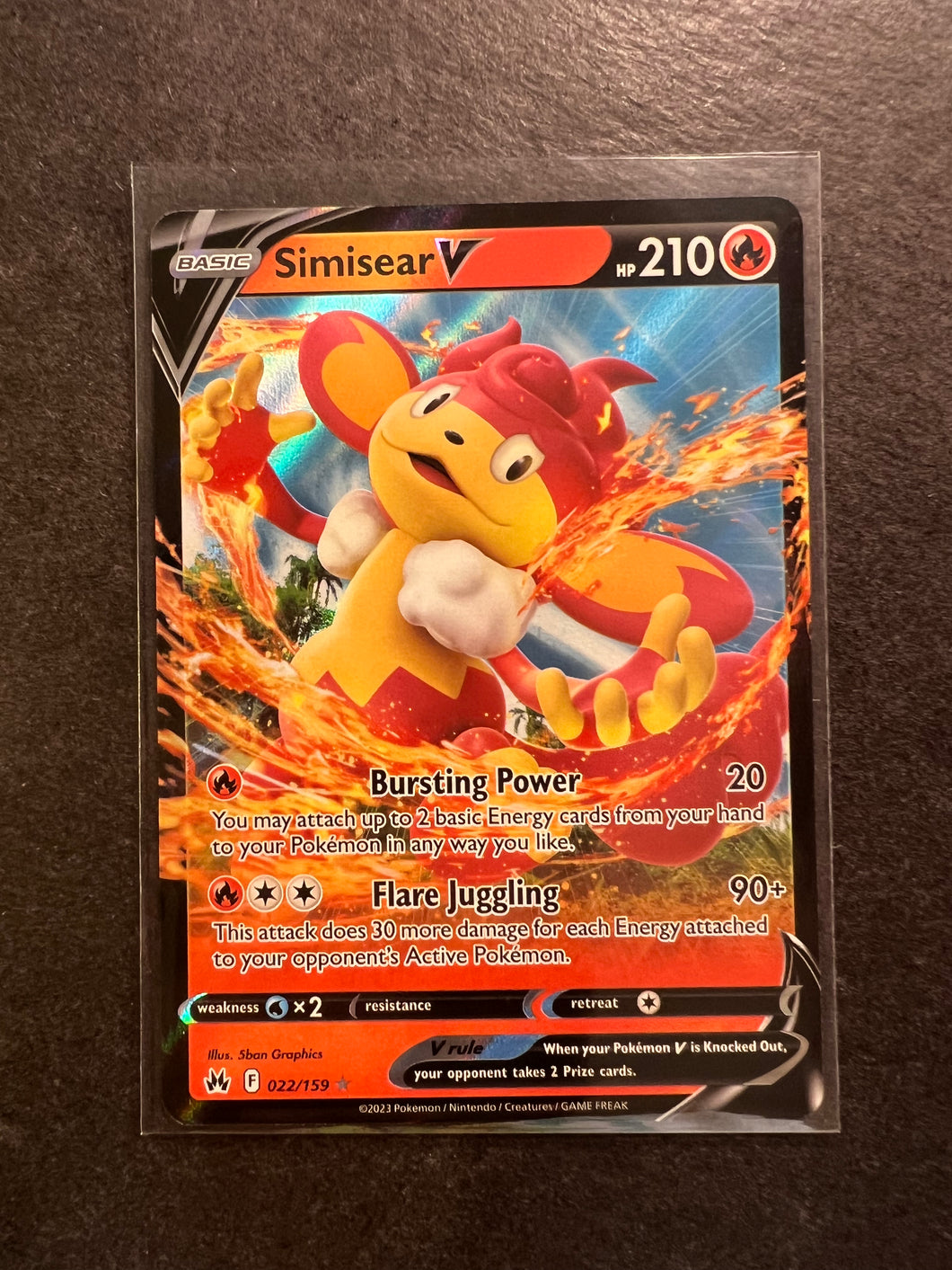 Pokemon Trading Card Game Crown Zenith Holo Rare Simisear V #22 Pokemon Trading Card Game Crown Zenith Holo Rare Simisear V #22