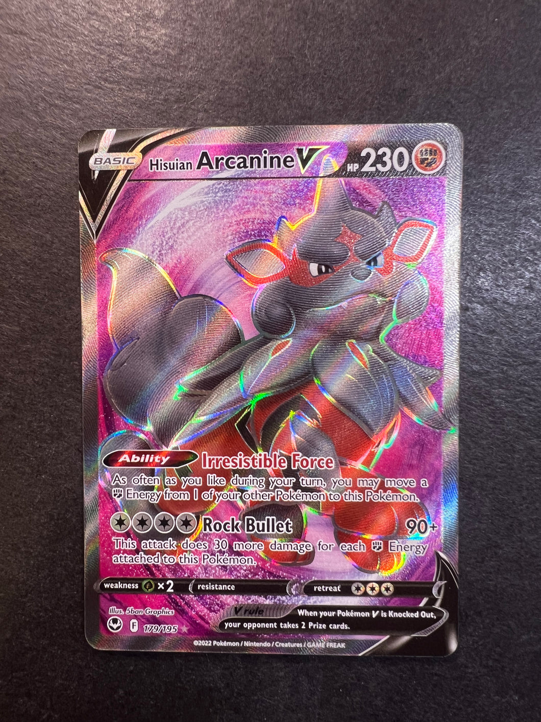 Hisuian Arcanine V - 179/195 Full Art Ultra Rare - Silver Tempest