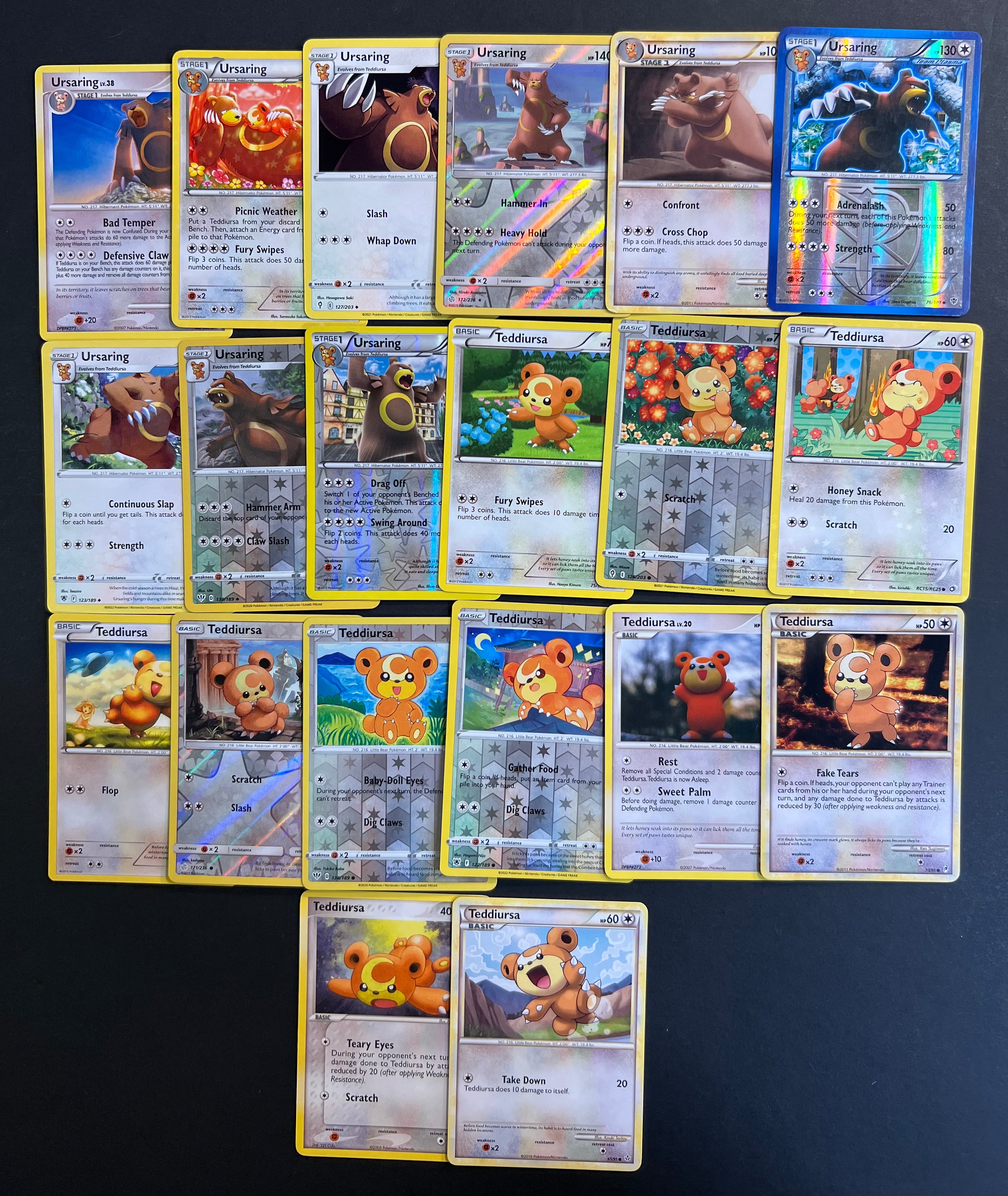 Pokemon Teddiursa and Ursaring Card Lot - 20 Cards