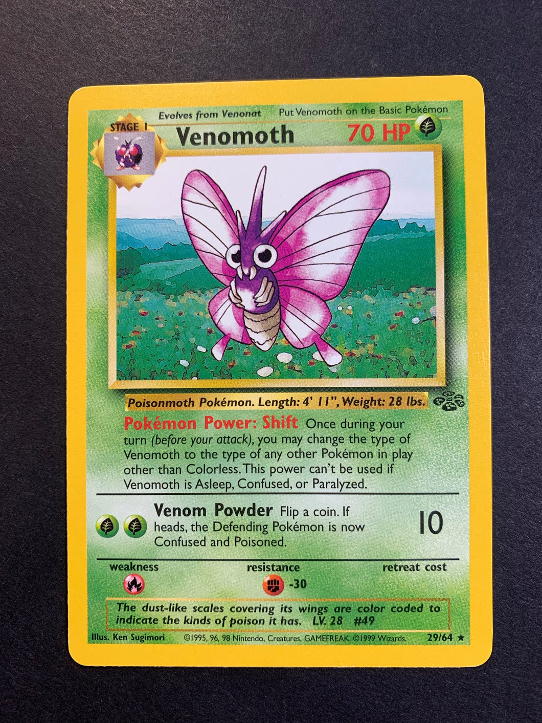 pokemon jungle set rare cards Venomoth - 29/64 Non-Holo Rare