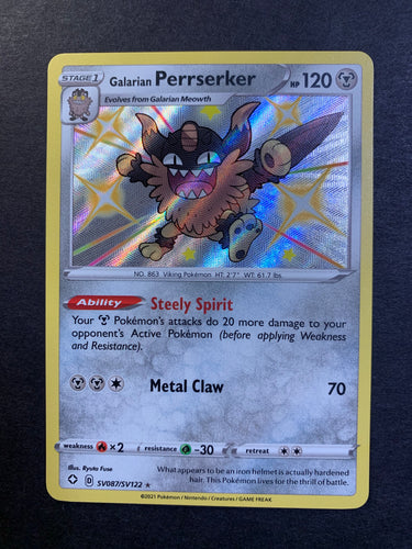 Galarian Perrserker - SV087/SV122 Shiny Holo Rare - Shining Fates