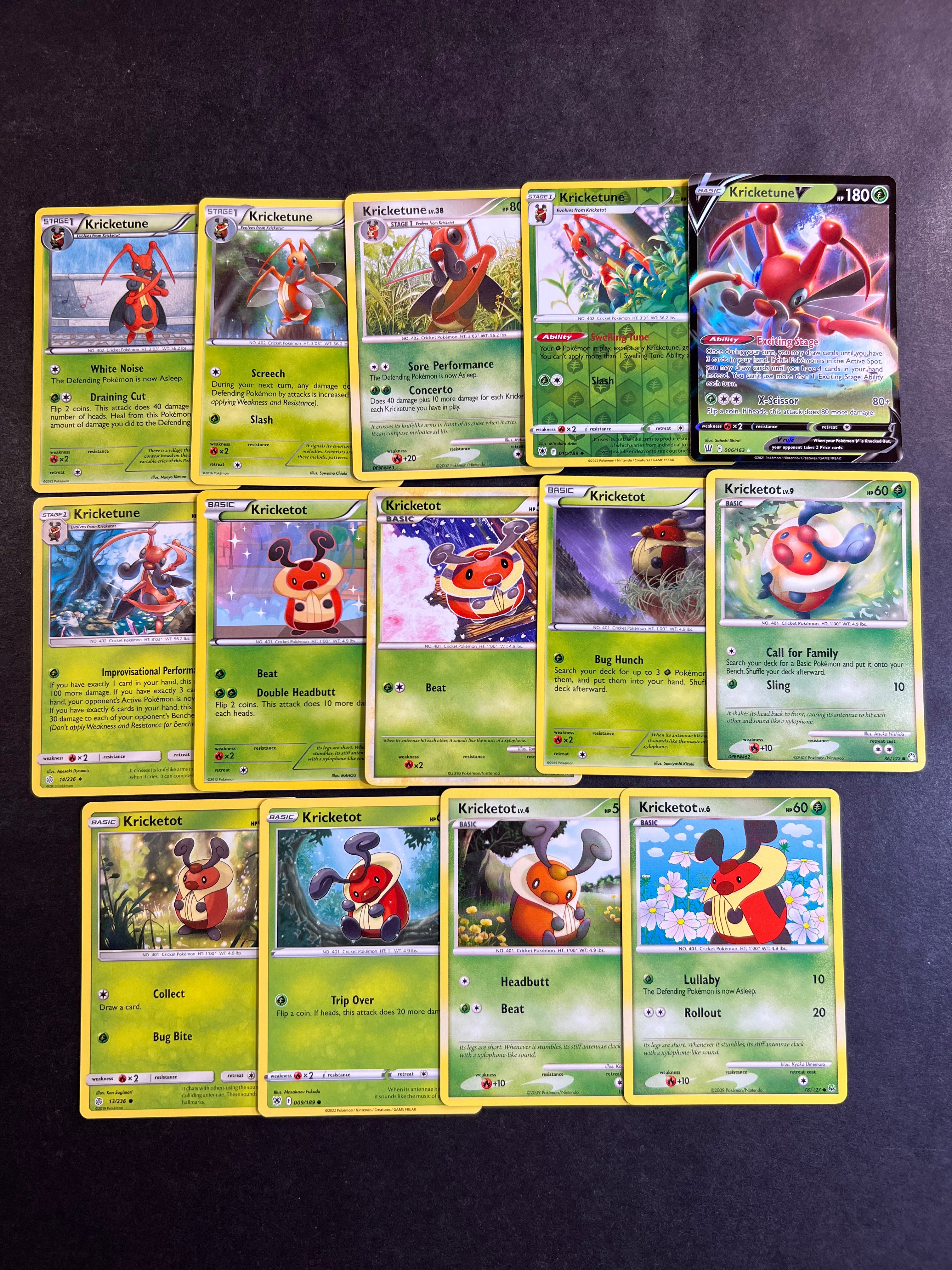 kricketot pokemon card Pokemon Kricketot and Kricketune Card Lot - 14 Cards