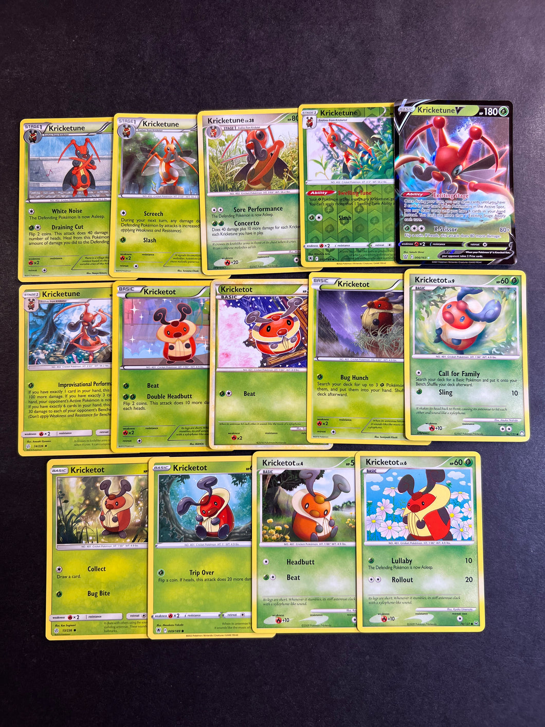 Pokemon Kricketot and Kricketune Card Lot - 14 Cards - Ultra Rare V an JAB Games13 Pokemon Kricketot and Kricketune Card Lot - 14 Cards - Ultra Rare V an JAB Games13