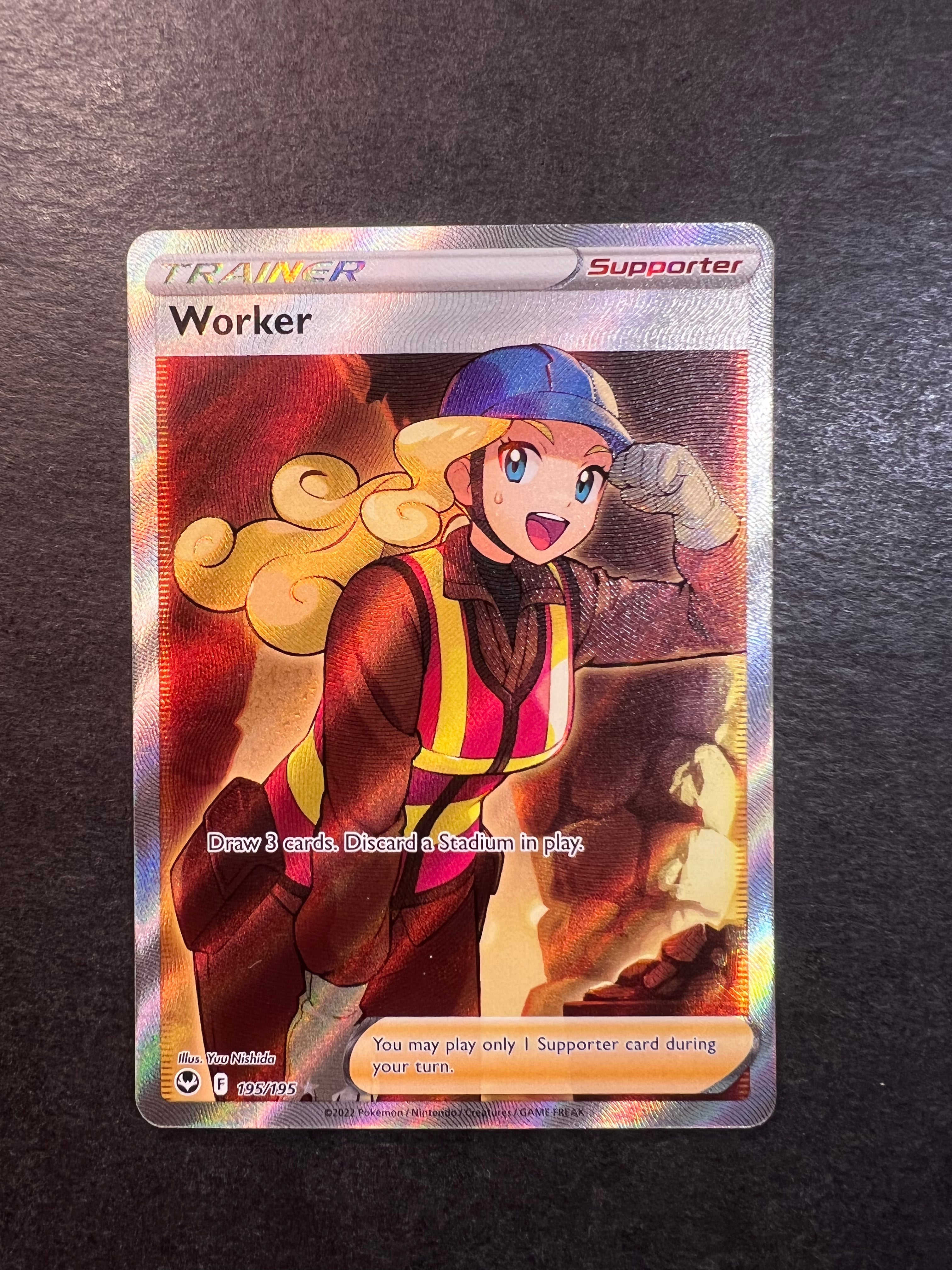 Worker - 195/195 Full Art Ultra Rare Trainer - Silver Tempest