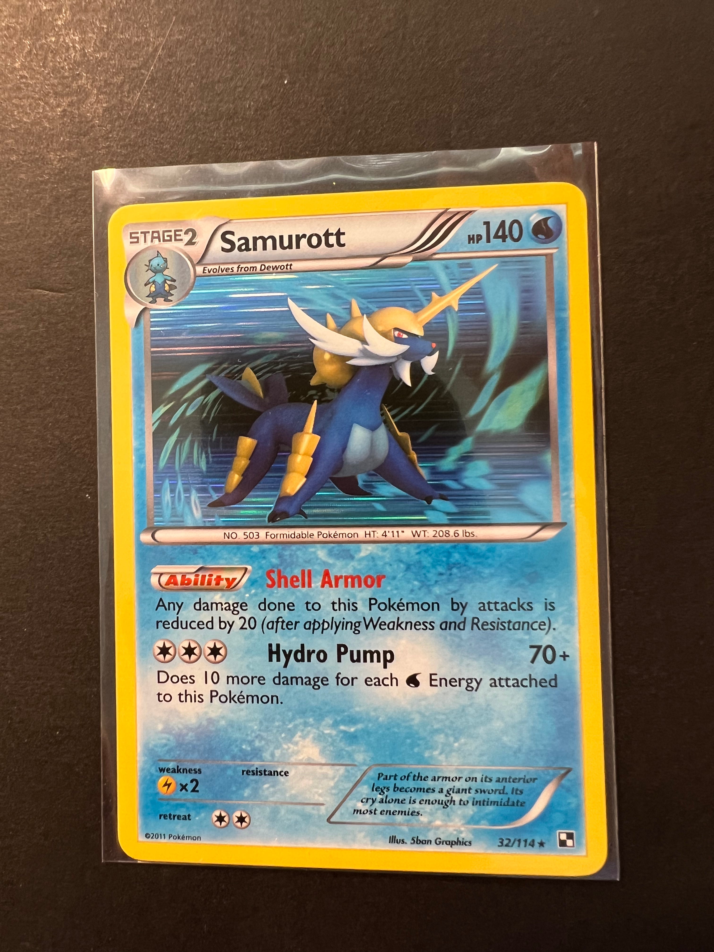 Pokemon Black & White Base Set Rare Holo Samurott #32 Pokemon Black & White Base Set Rare Holo Samurott #32