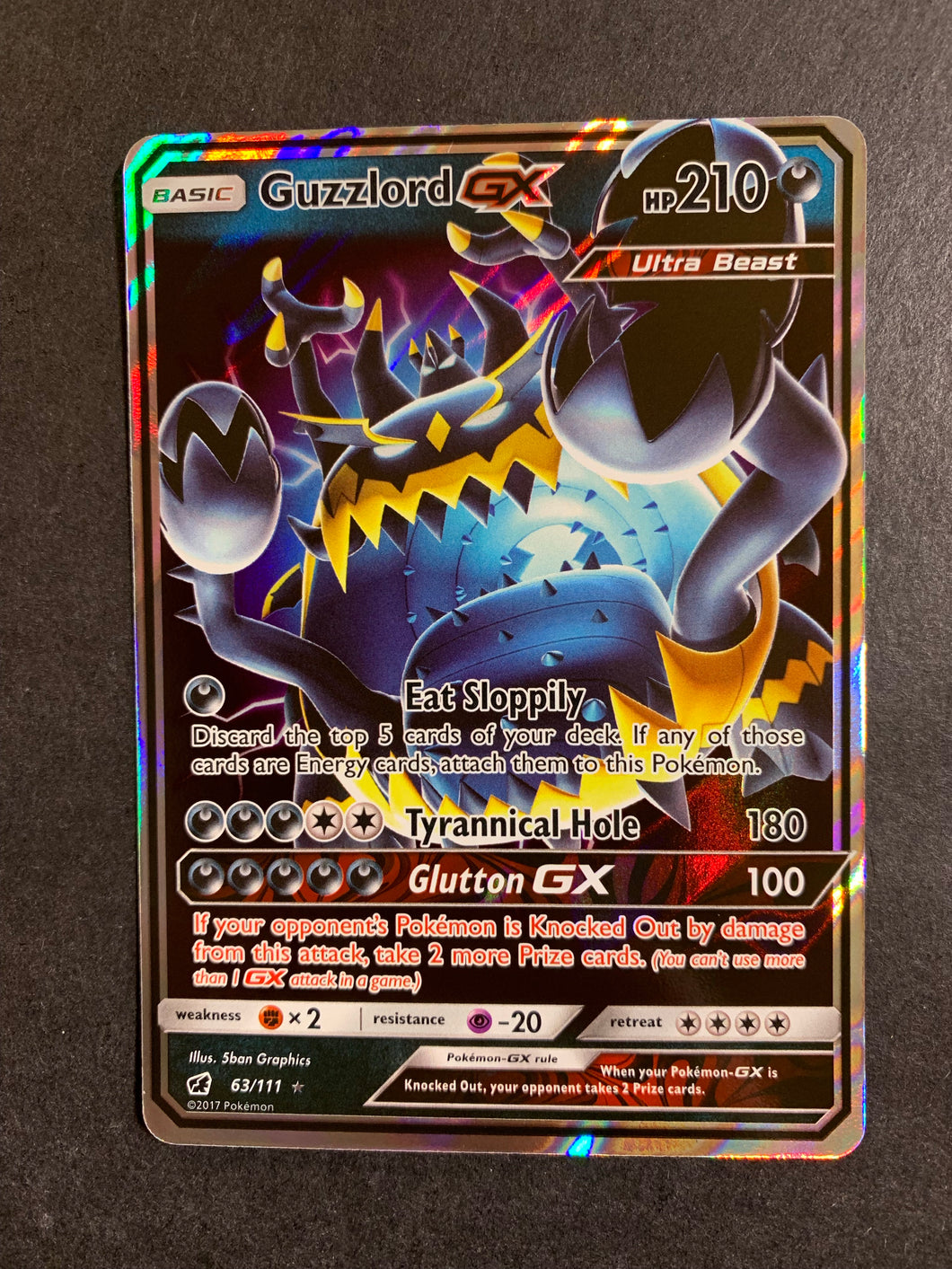 Pokemon Sun & Moon Crimson Invasion Ultra Rare Guzzlord GX #63 Pokemon Sun & Moon Crimson Invasion Ultra Rare Guzzlord GX #63