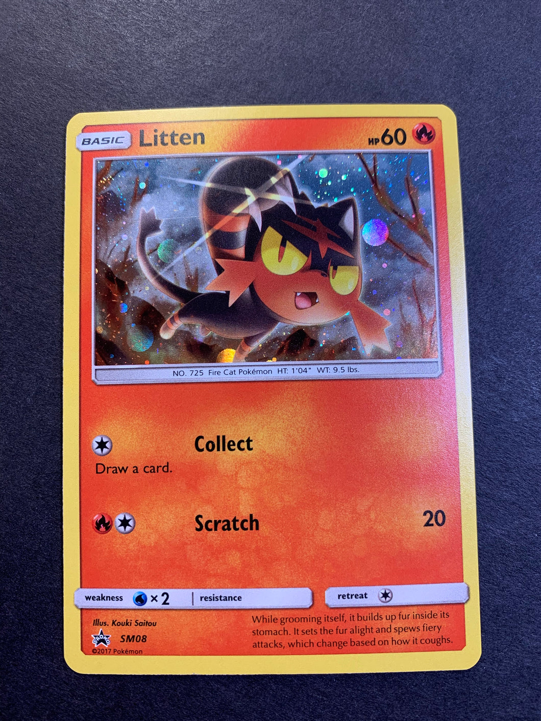 Pokemon Sun & Moon Promo Holo Rare Litten SM08 Pokemon Sun & Moon Promo Holo Rare Litten SM08