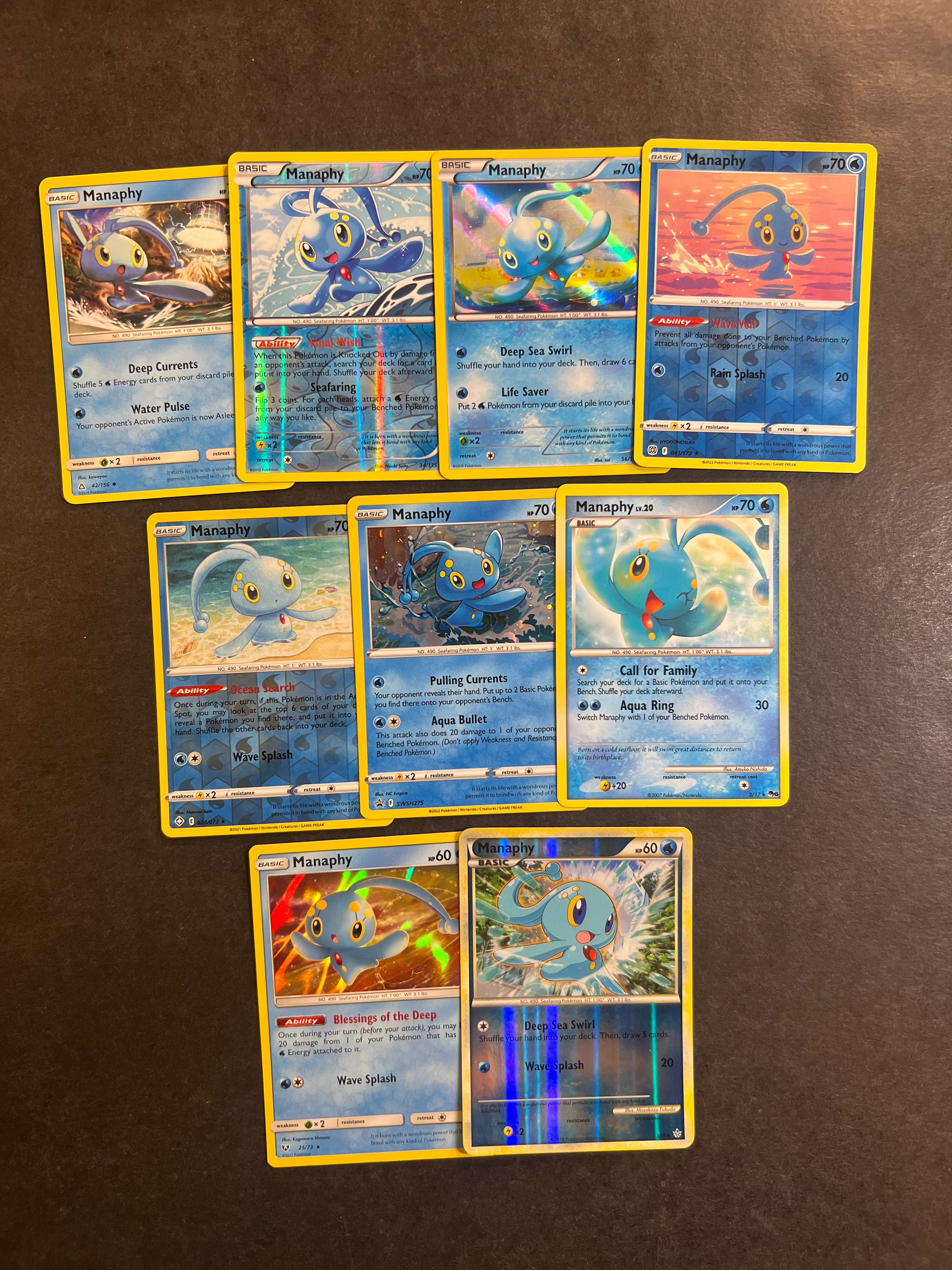 pokemon manaphy card Pokemon Manaphy Card Lot - 9 Cards
