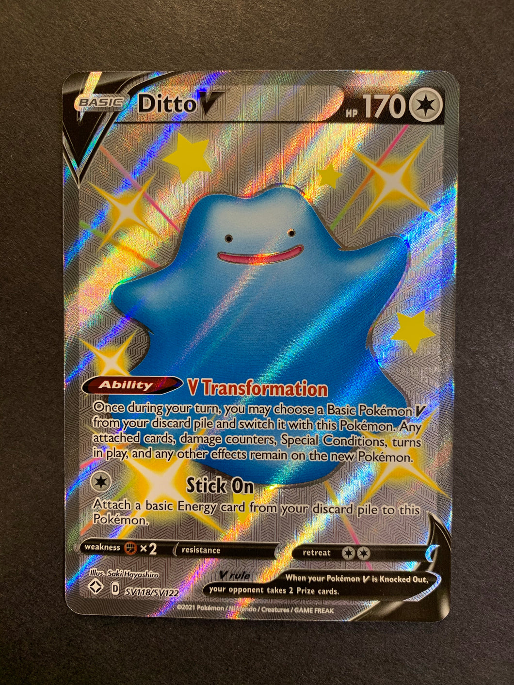 Pokemon Card Shiny Ditto V SV118/SV122 Ultra Rare Shining Fates