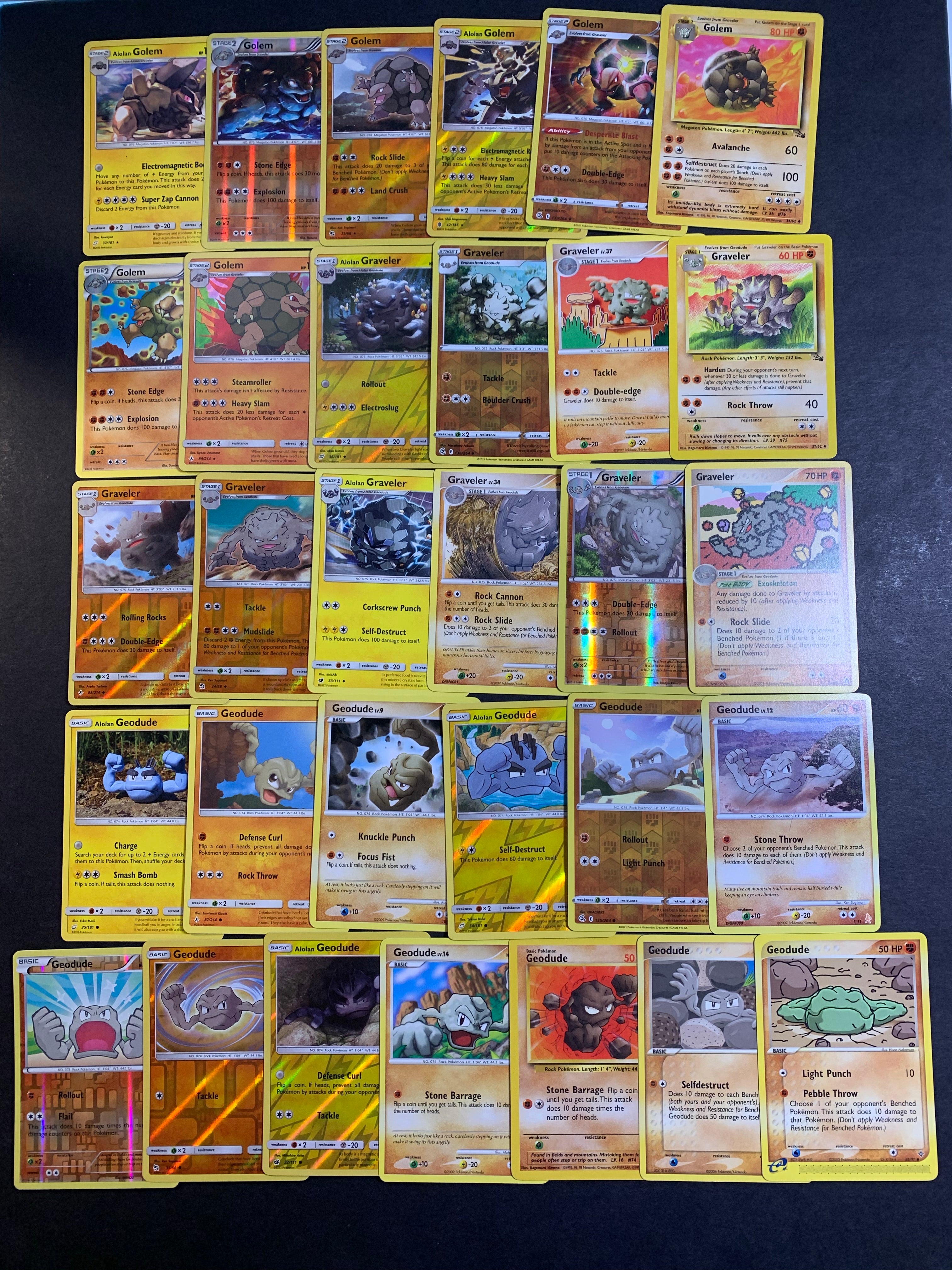 Pokemon Geodude, Graveler & Golem Card Lot - 31 Cards - Holo, Rare