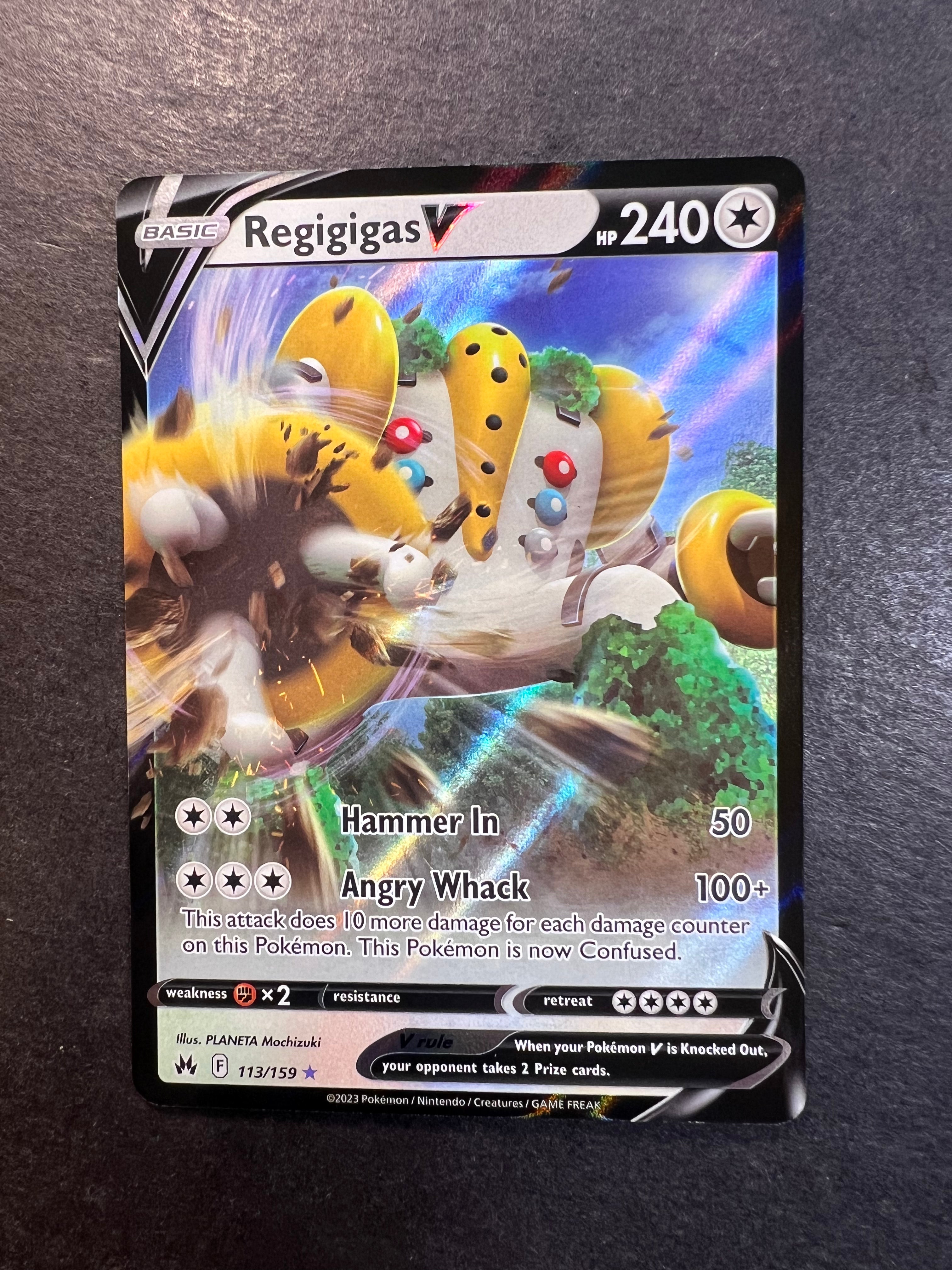 ✿ regigigas v 113/159 crown zenith holographic - Depop