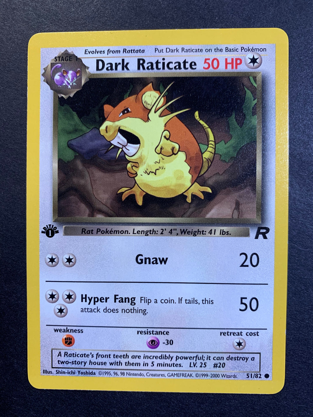 Dark Raticate 1st Edition - 51/82 Vintage Team Rocket JAB Games13 Dark Raticate 1st Edition - 51/82 Vintage Team Rocket JAB Games13