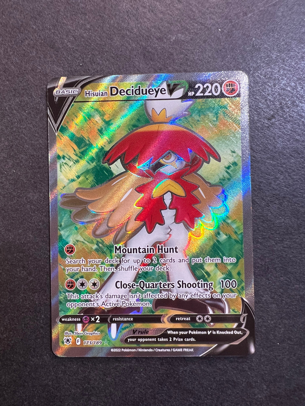 Pokemon Trading Card Game Sword & Shield Astral Radiance Ultra Rare Hisuian Decidueye-V #173 Pokemon Trading Card Game Sword & Shield Astral Radiance Ultra Rare Hisuian Decidueye-V #173