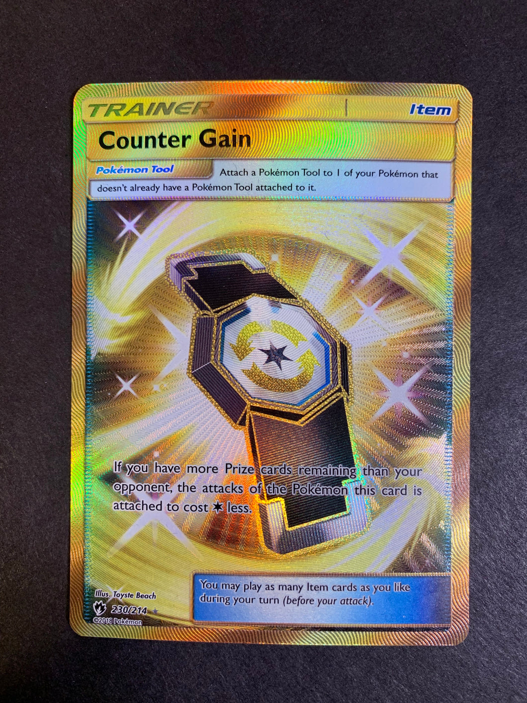 Counter Gain - 230/214 Gold Full Art Secret Rare Trainer - Lost Thunde JAB Games13 Counter Gain - 230/214 Gold Full Art Secret Rare Trainer - Lost Thunde JAB Games13