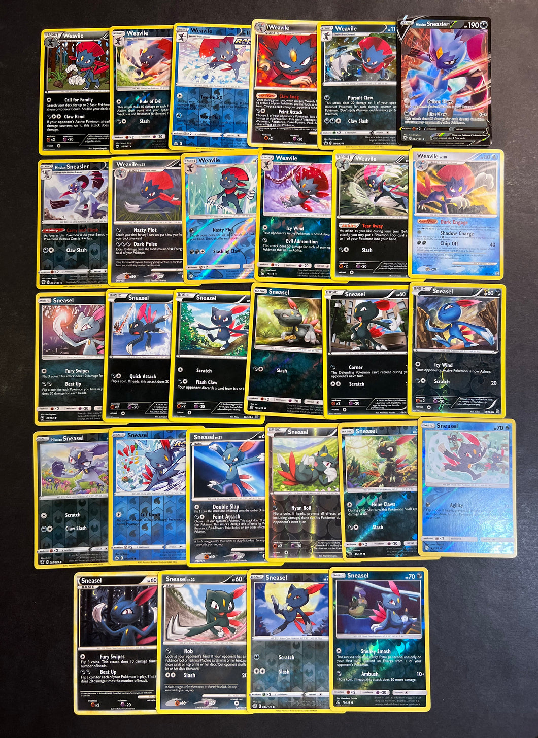 Pokemon Sneasel and Weavile Card Lot - 28 Cards - Holo Rare, Reverse Holo and Vintage Collection!