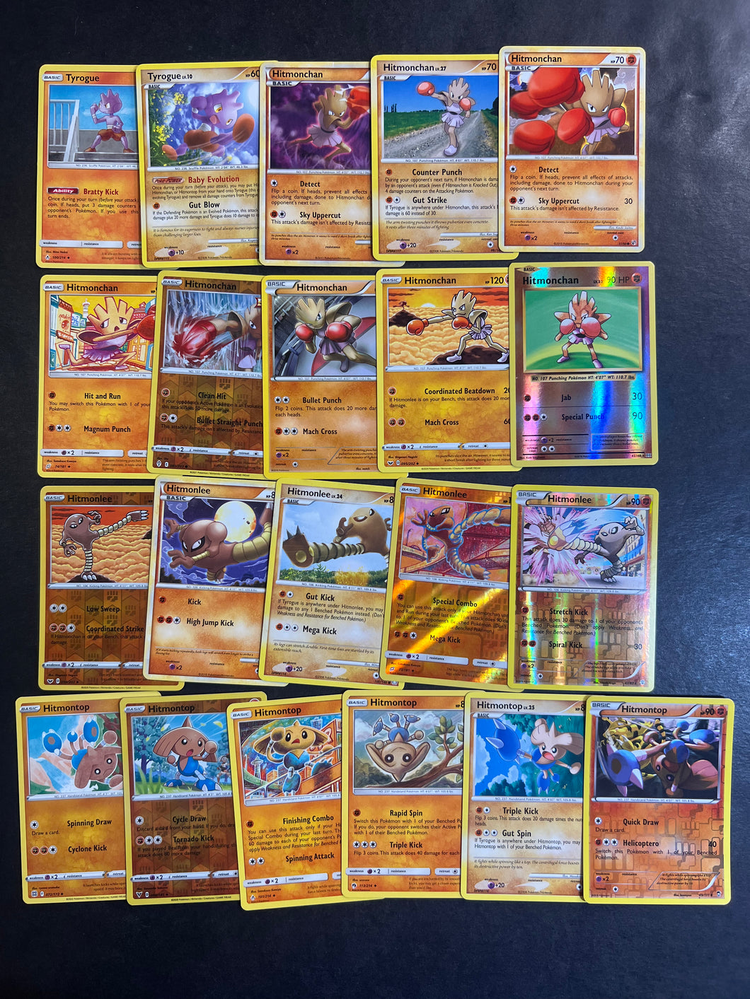 Pokemon Hitmonchan, Hitmonlee & Hitmontop Card Lot - 21 Different