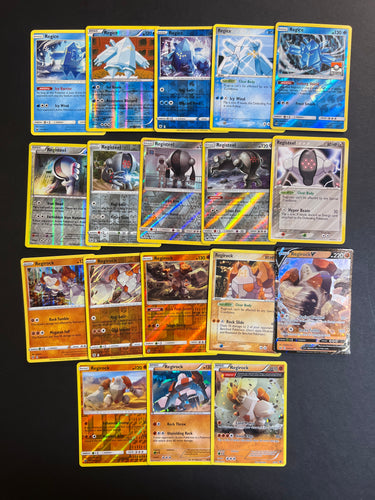 Pokemon Regice, Registeel and Regirock V Card Lot - 18 Cards - Ultra Rare, Holo Rare and Reverse Holos!