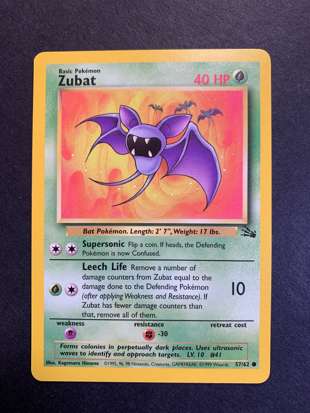 Zubat - 57/62 Vintage Fossil Set JAB Games13 Zubat - 57/62 Vintage Fossil Set JAB Games13