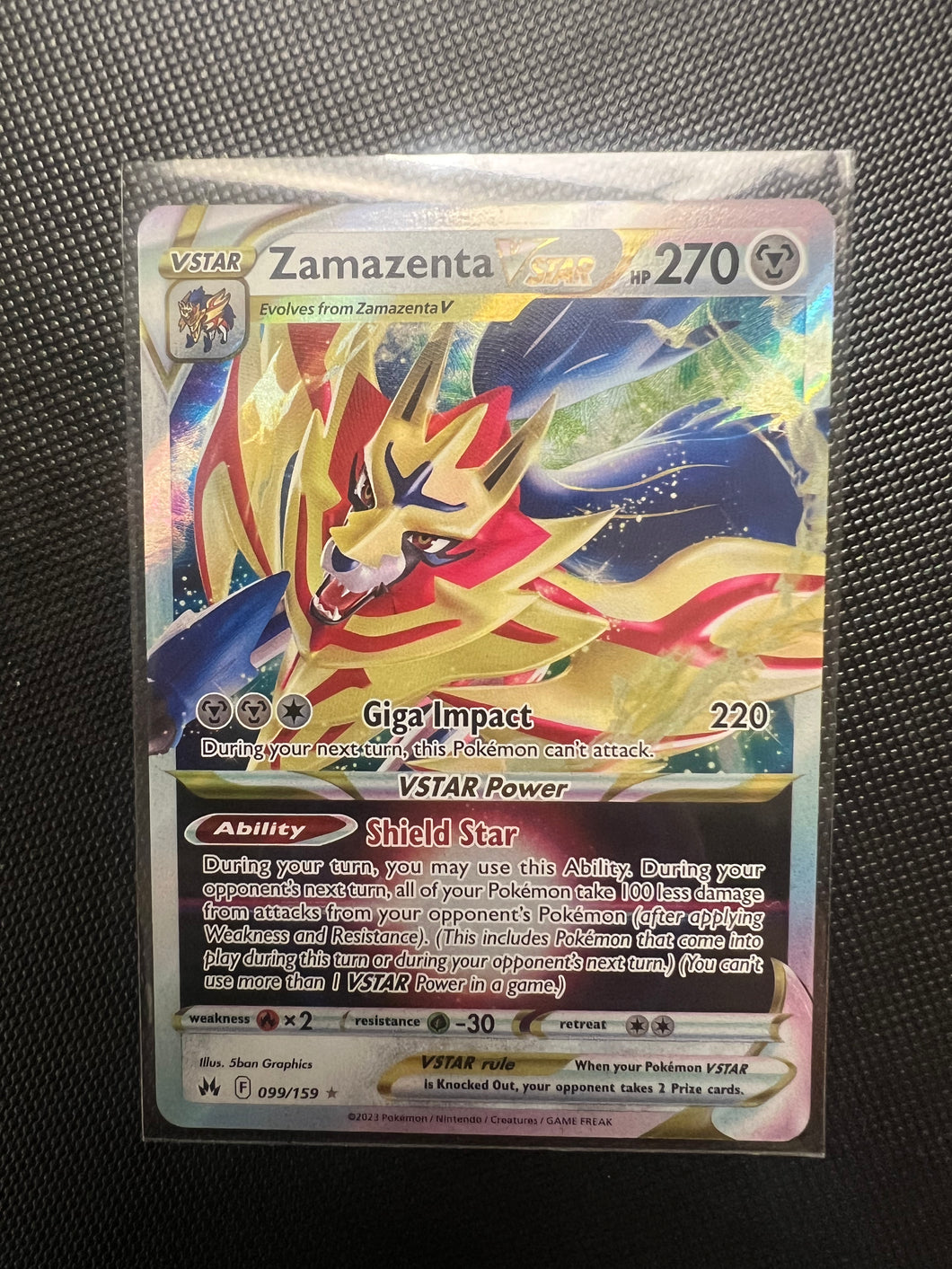 Zamazenta VStar - 099/159 Full Art Ultra Rare - Crown Zenith Zamazenta VStar - 099/159 Full Art Ultra Rare - Crown Zenith