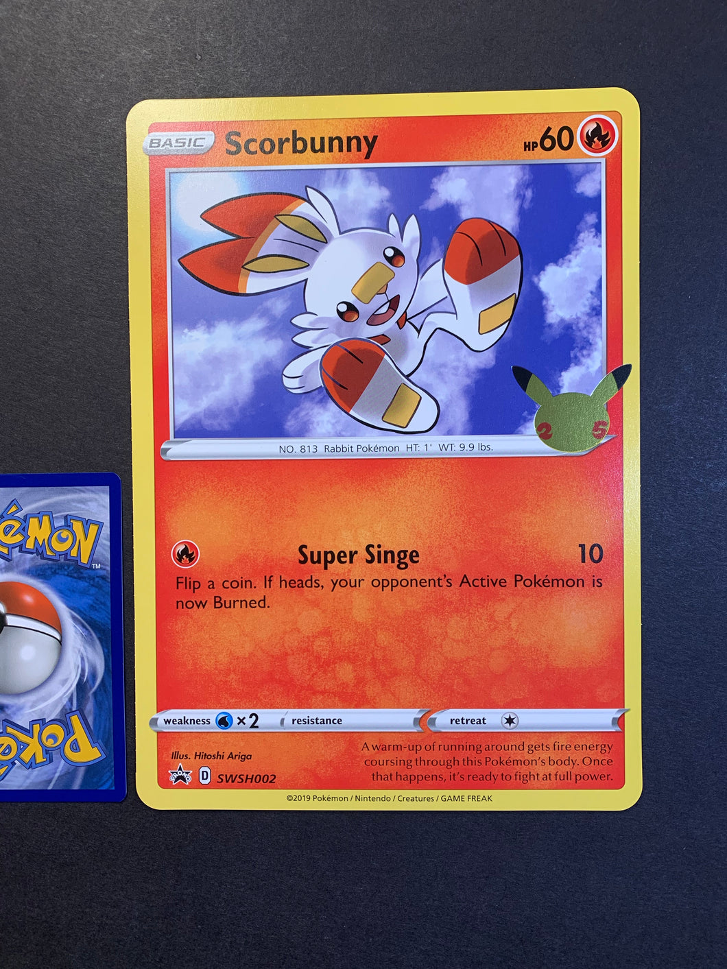 Pokemon Jumbo Scorbunny Card - SWSH002 - 25th Anniversary Promo