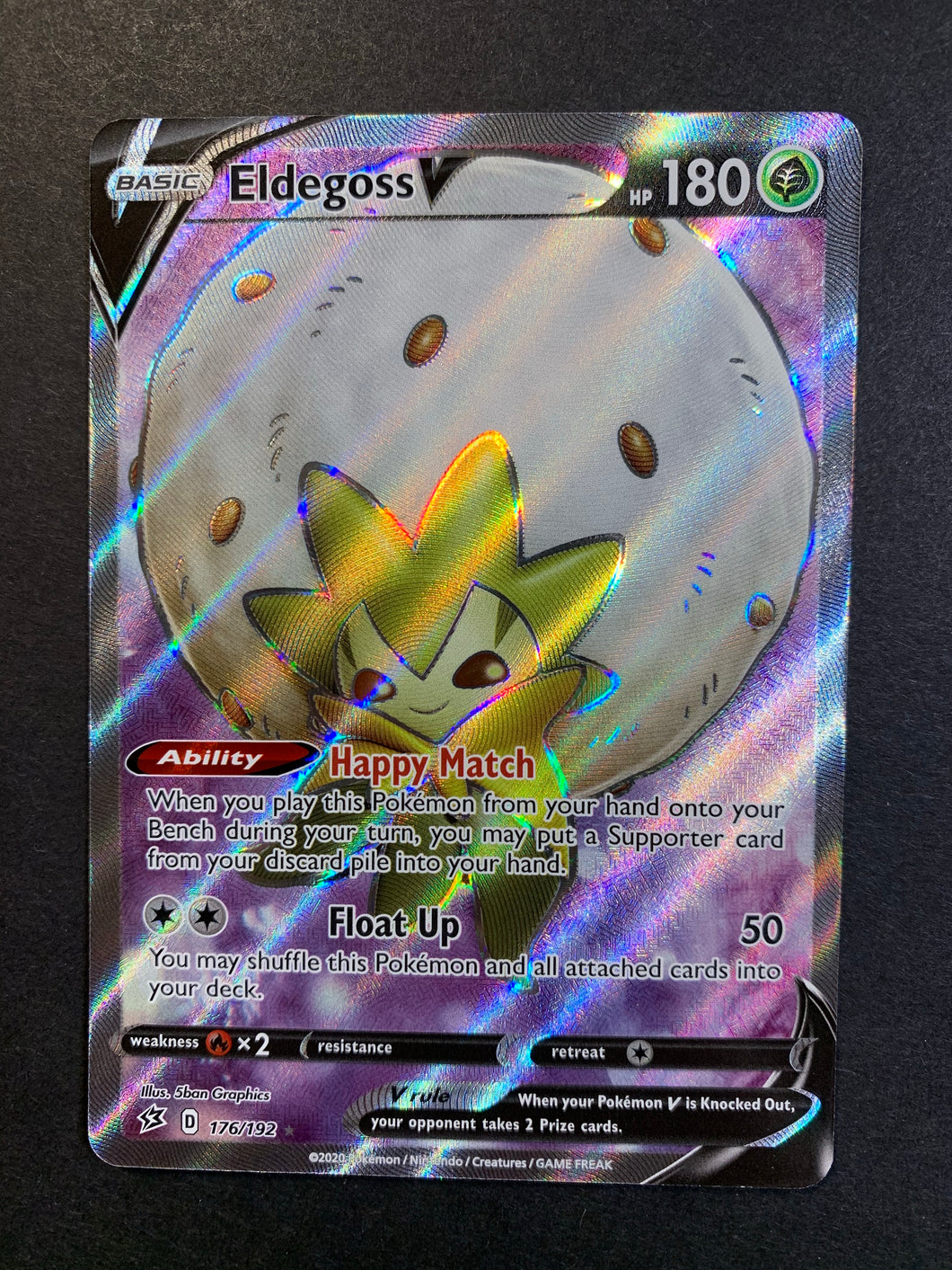Pokemon Sword and Shield Rebel Clash Ultra Rare Eldegoss V #176 Pokemon Sword and Shield Rebel Clash Ultra Rare Eldegoss V #176