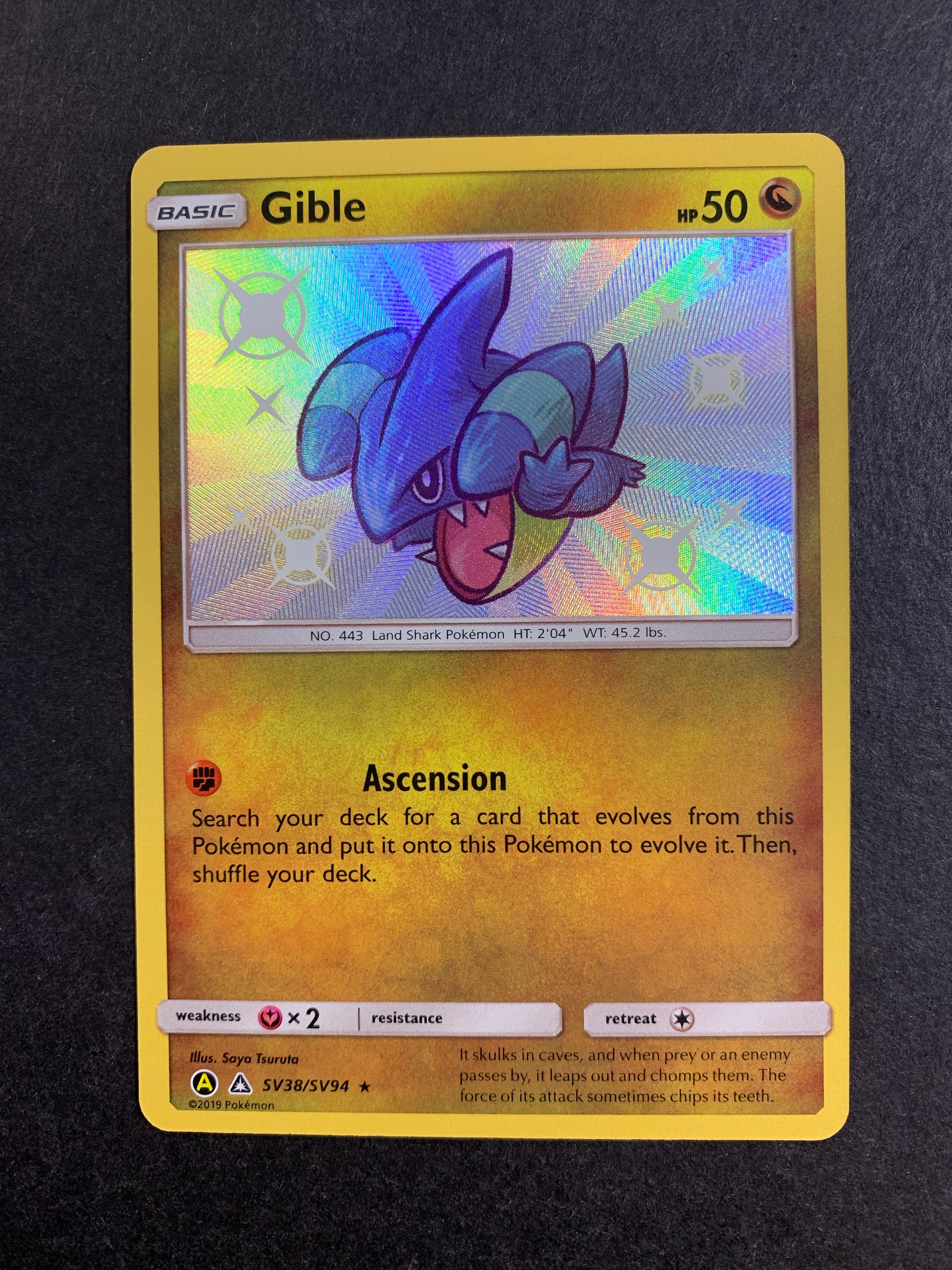 Gible SV38/94 - Hidden Fates Shiny Vault Holofoil Lightly Played Gible SV38/94 - Hidden Fates Shiny Vault Holofoil Lightly Played