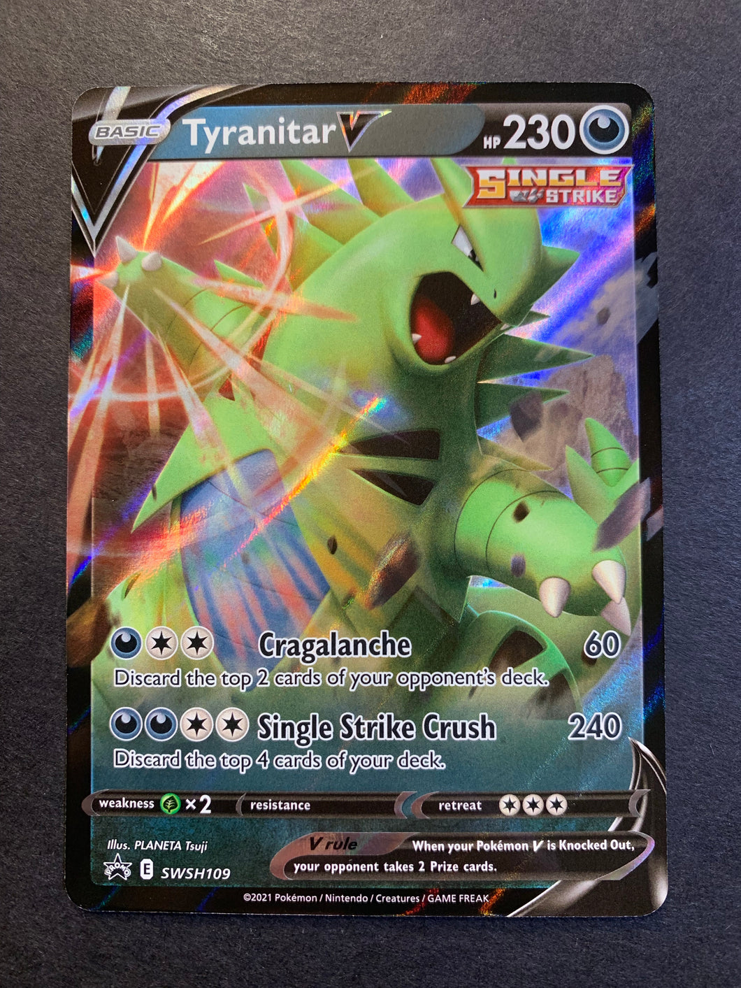 tyranitar v pokemon card #155 EXTENDED ART Raycardza Darkness / 230 / Basic Pokemon Battle Styles Tyranitar V