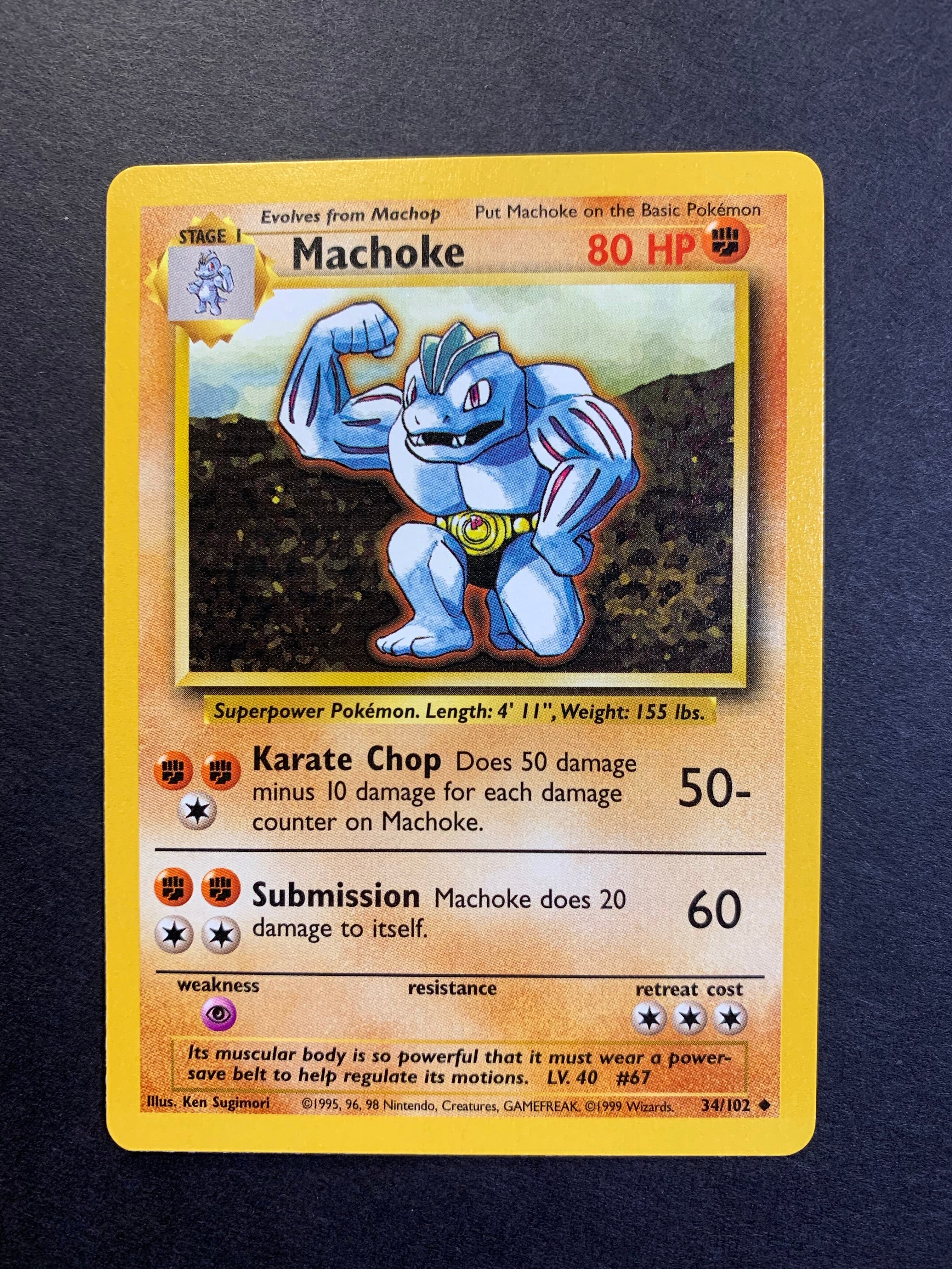 #67 machoke pokemon card Machoke - 34/102 - Uncommon - Unlimited Edition