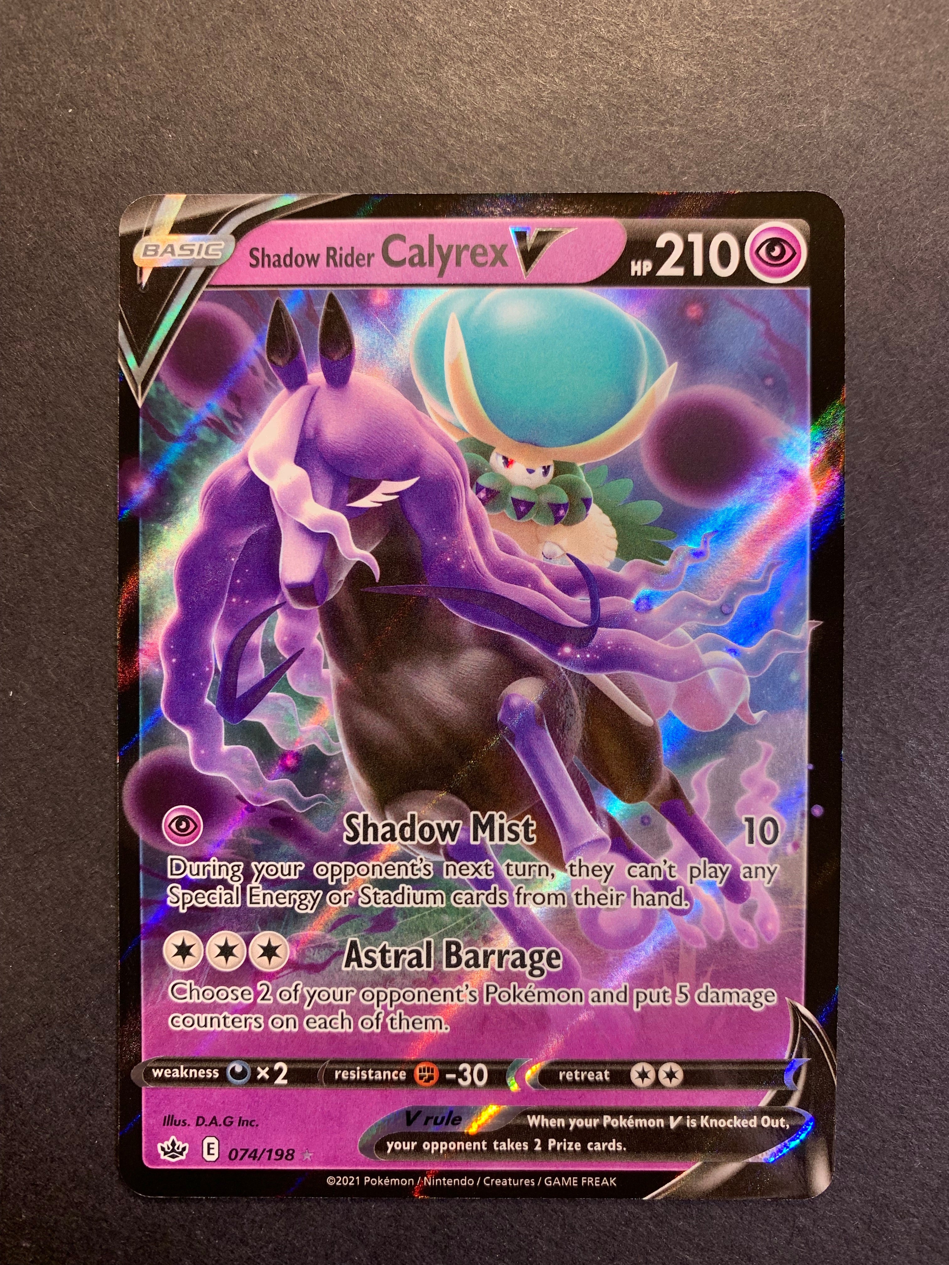shadow rider calyrex pokemon card value Shadow Rider Calyrex V Chilling Reign - 074