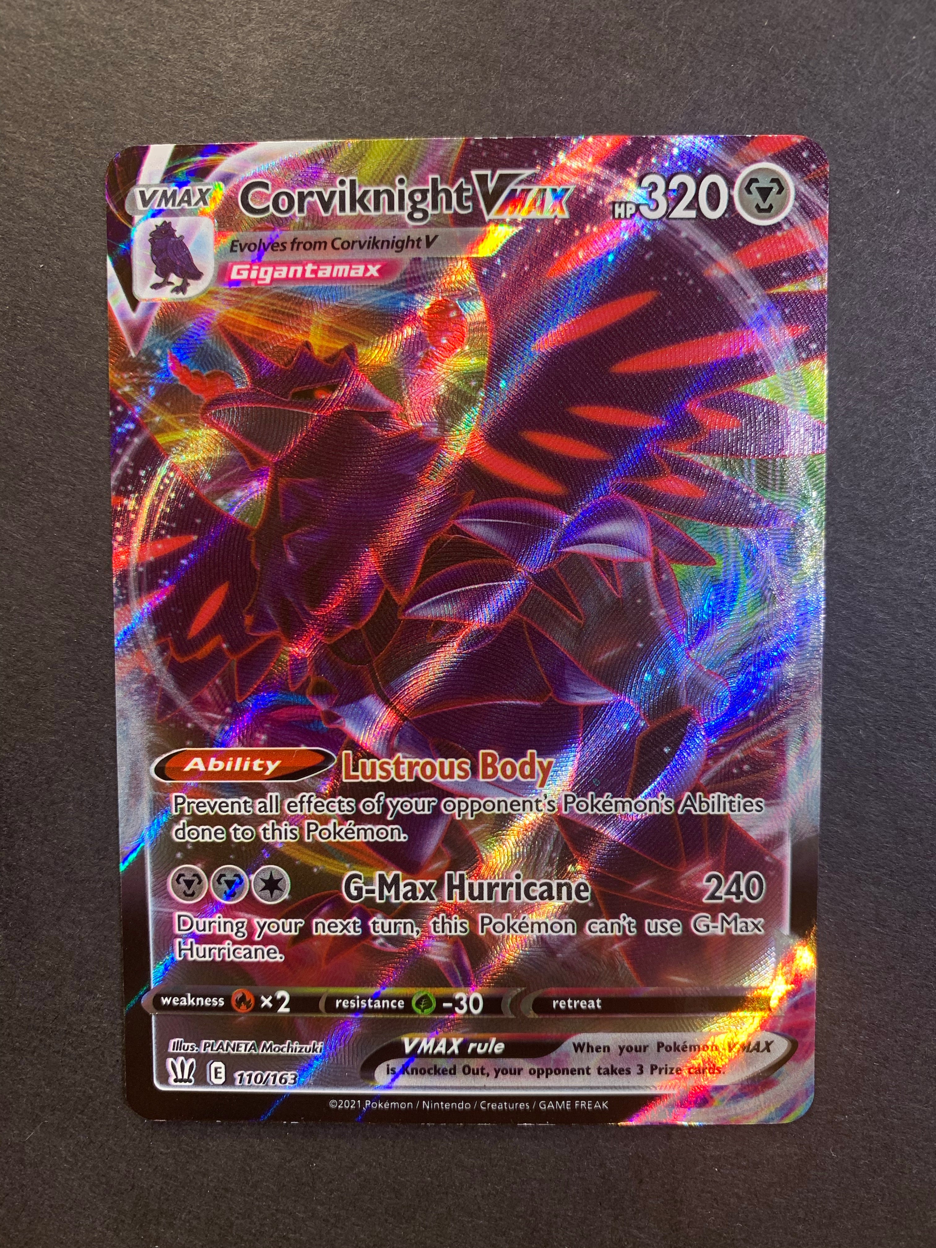 Corviknight VMax - 110/163 Full Art Ultra Rare - Battle Styles JAB Games13 Corviknight VMax - 110/163 Full Art Ultra Rare - Battle Styles JAB Games13