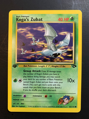 Koga’s Zubat 1st Edition - 83/132 Gym Challenge