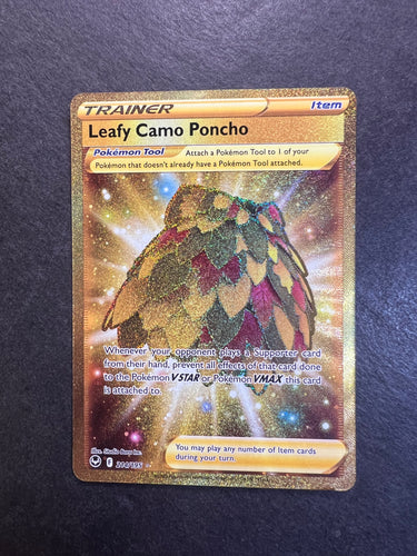 Leafy Camo Poncho - 214/195 Gold Full Art Ultra Rare Trainer - Silver Tempest